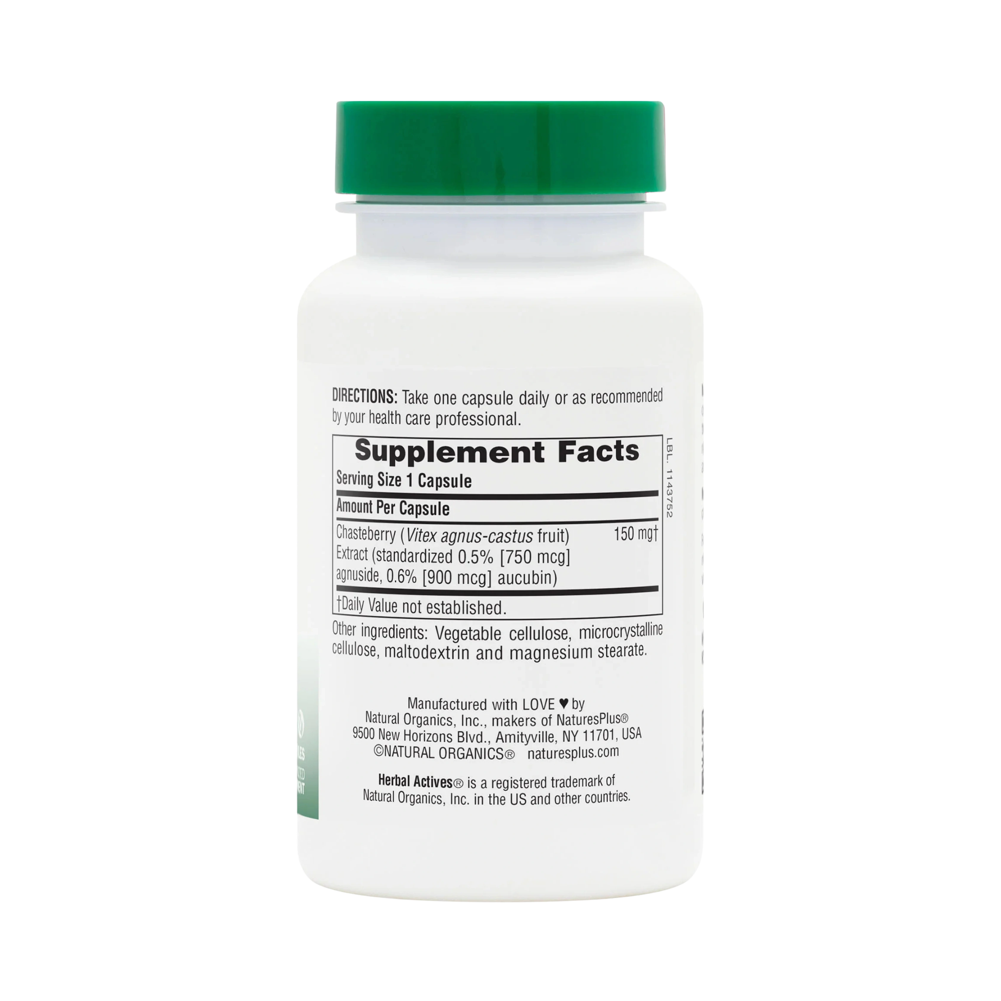 NaturesPlus, Herbal Actives, Chasteberry, 150 Mg, 60 Vegan Capsules