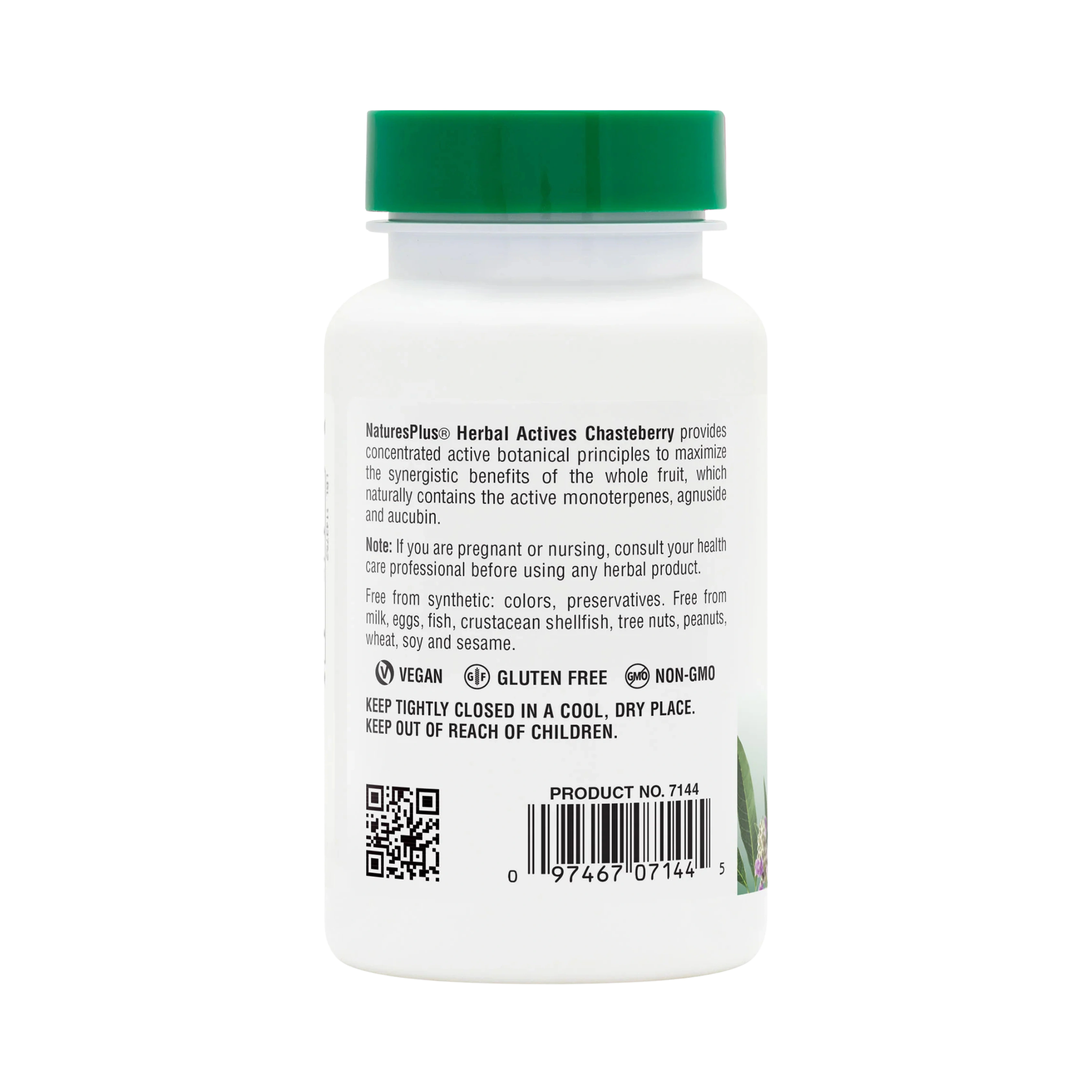 NaturesPlus, Herbal Actives, Chasteberry, 150 Mg, 60 Vegan Capsules