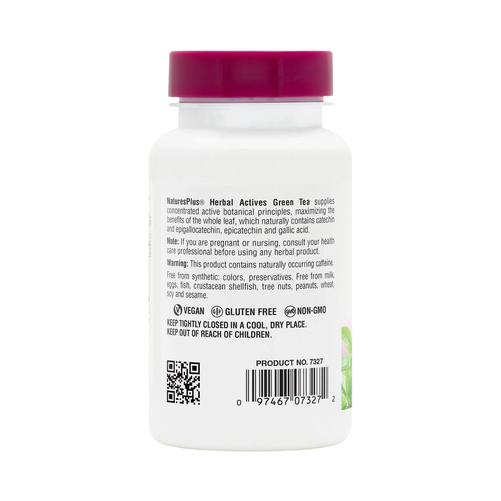 NaturesPlus, Herbal Actives Chinese Green Tea, Extended Release, 750 Mg, Overall Well-Being, 30 Vegetarian Tablets