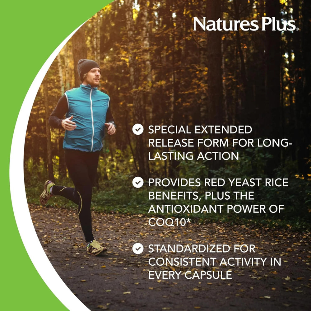 NaturesPlus, Herbal Actives Extended Release Red Yeast Rice, 600 Mg & Coq10 100, 30 Tablets