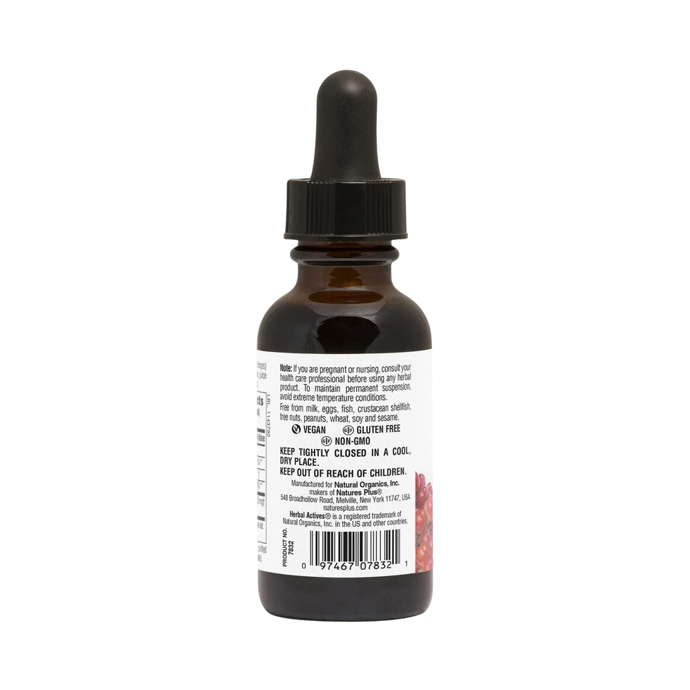 NaturesPlus, Herbal Actives, Grape Seed, Alcohol Free, 25 Mg, 1 Fl Oz