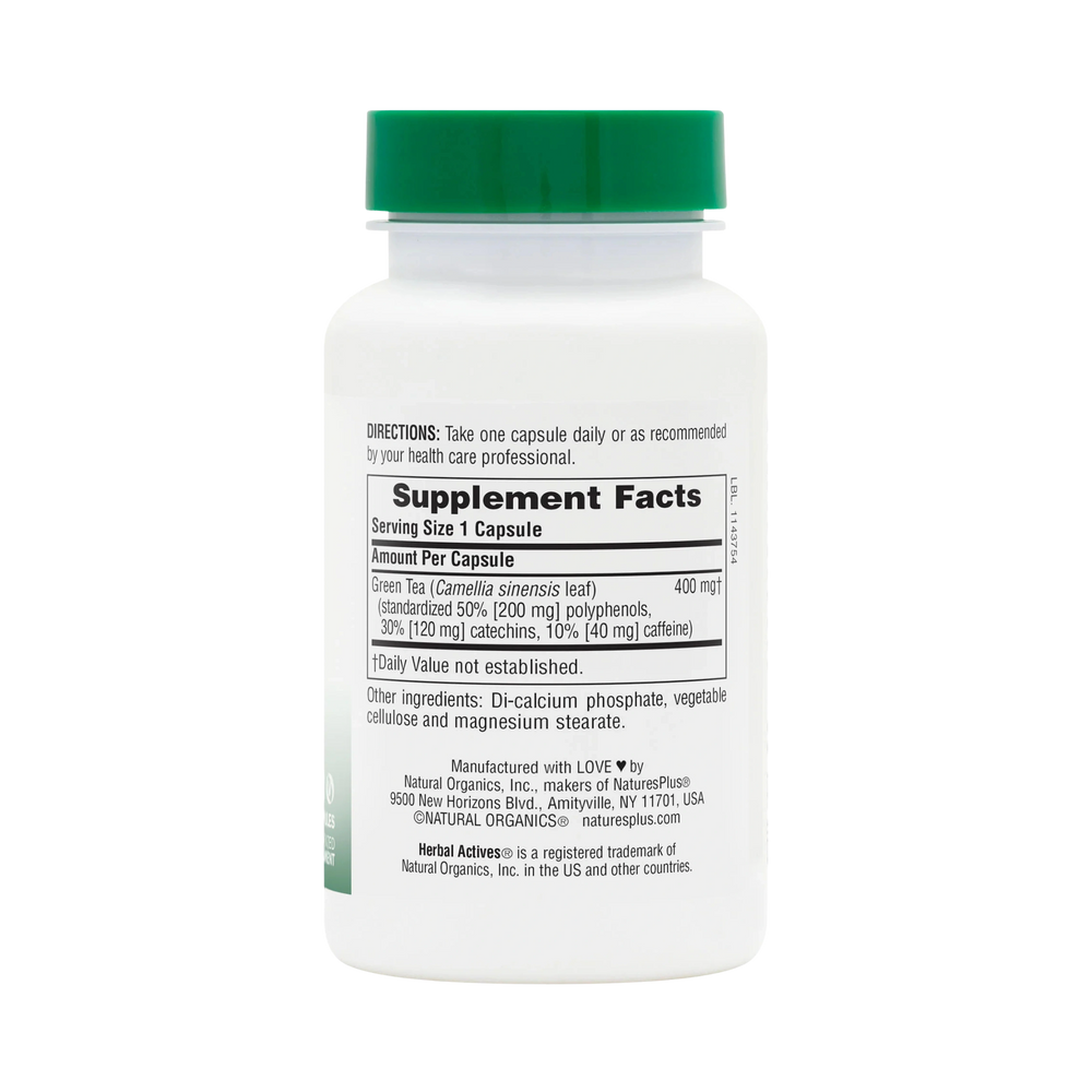 NaturesPlus, Herbal Actives, Green Tea, 400 Mg, 60 Capsules