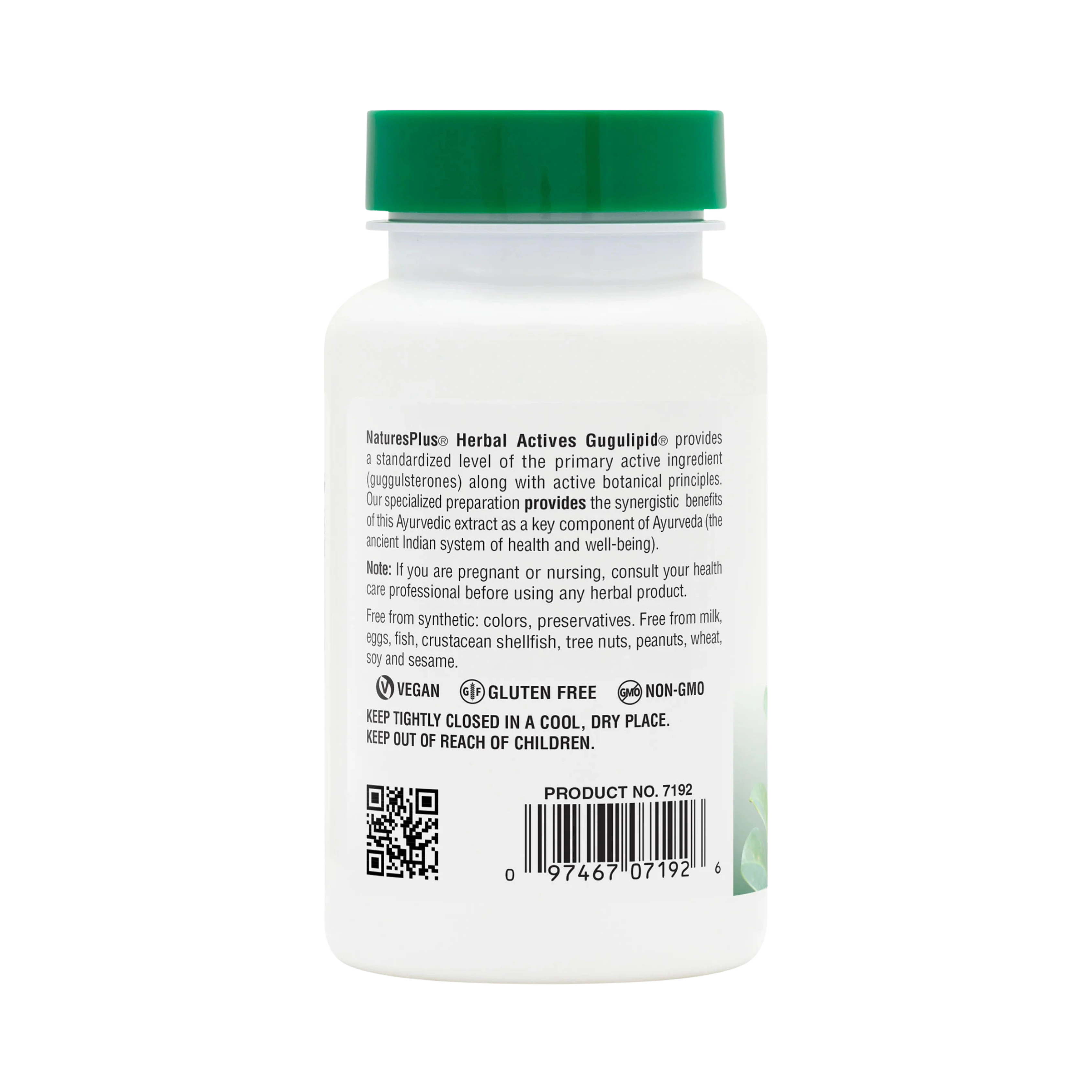 NaturesPlus, Herbal Actives Gugulipid, 750 Mg, 2.5% Guggulsterones, 60 Vegan Capsules