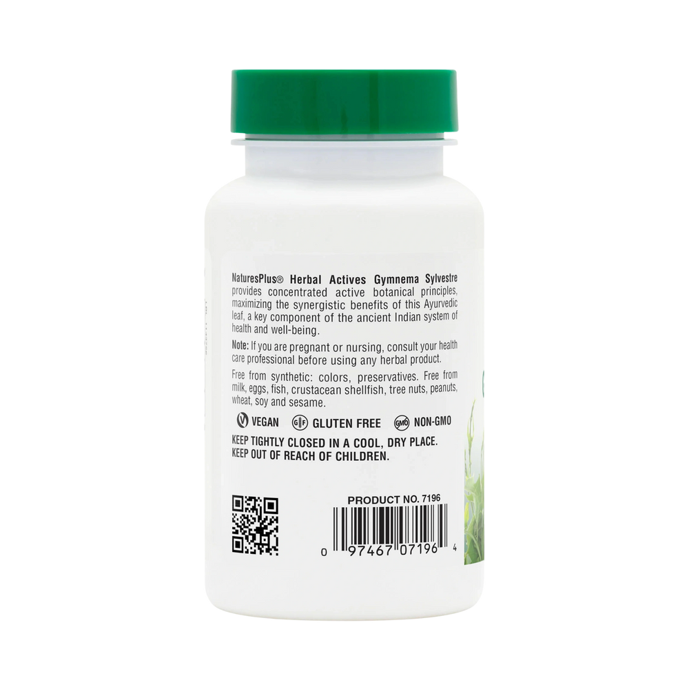 NaturesPlus, Herbal Actives Gymnema Sylvestre 300 Mg Ayurvedic Botanical Supplement, 60 Vegan Capsules