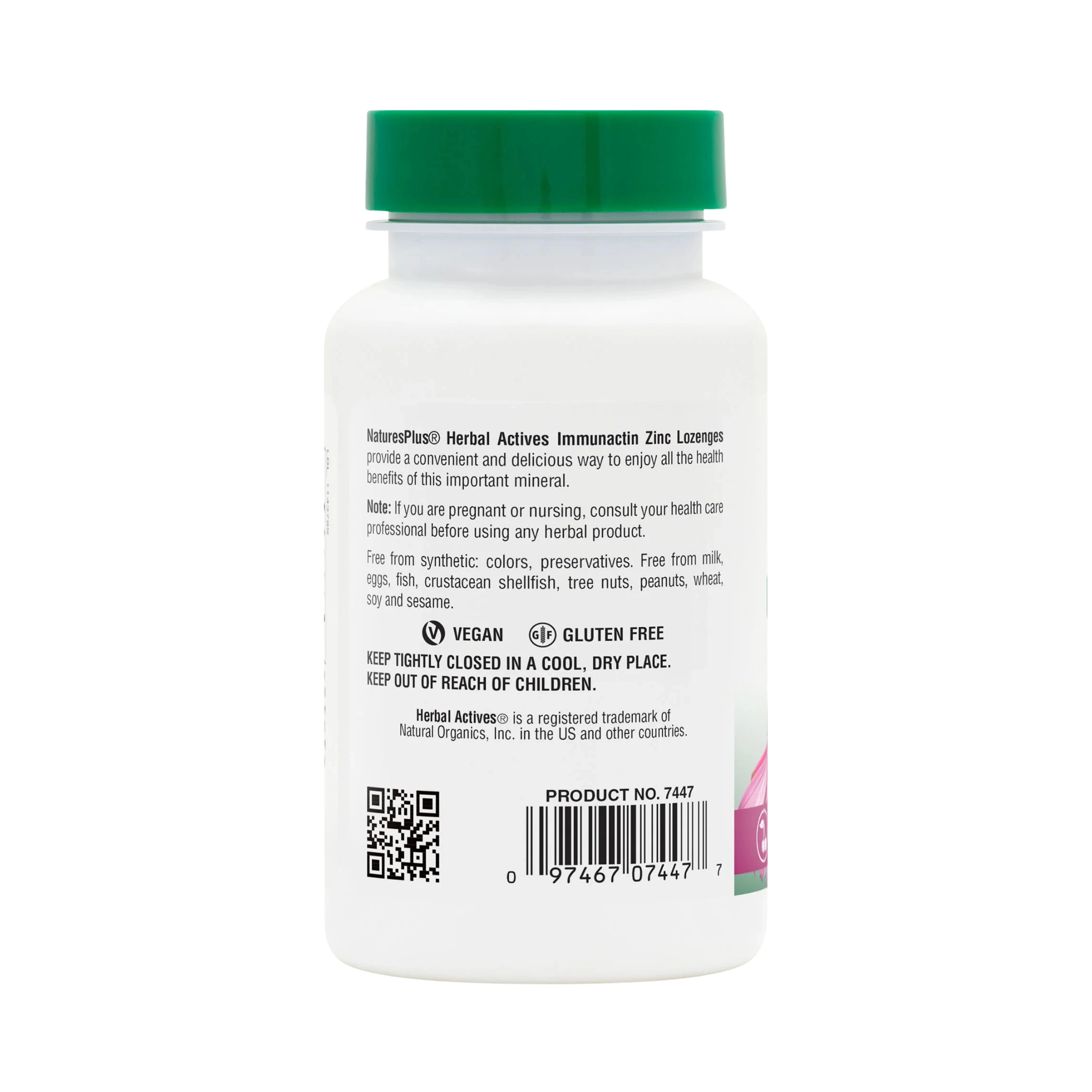 NaturesPlus, Herbal Actives, ImmunActin, Zinc Lozenges, Wild Cherry, 60 Lozenges