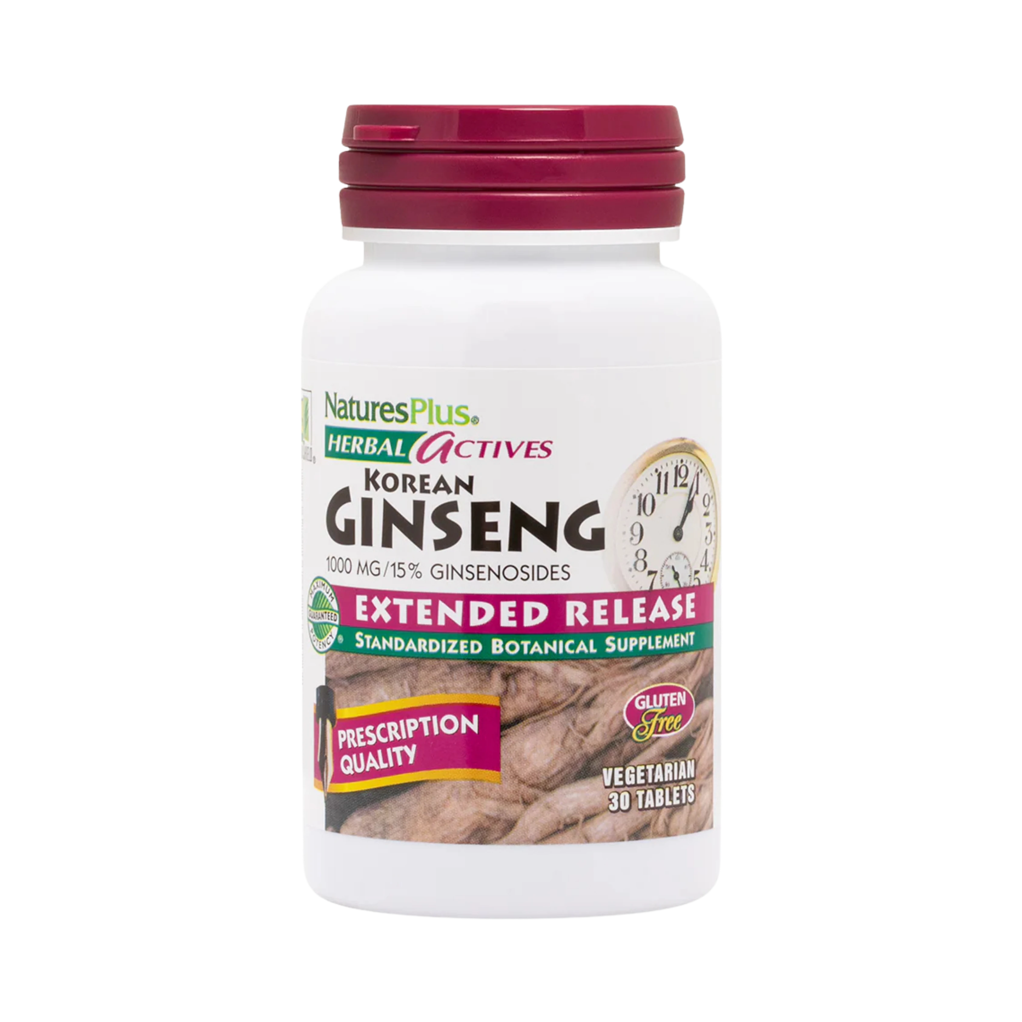 NaturesPlus, Herbal Actives, Korean Ginseng, Extended Release, 1,000 Mg, 30 Vegetarian Tablets