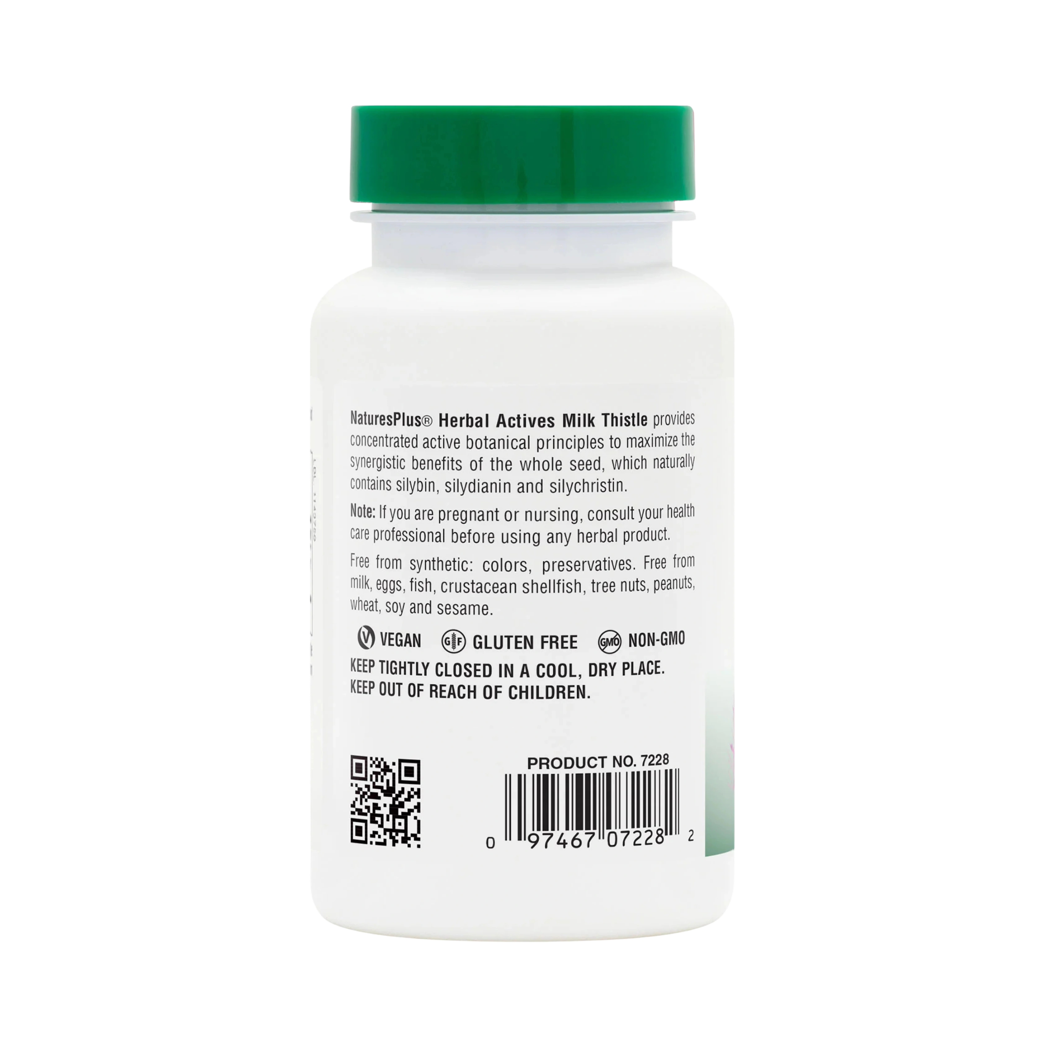 NaturesPlus, Herbal Actives, Milk Thistle, 250 Mg, 60 Vegan Capsules