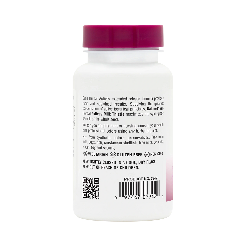 NaturesPlus, Herbal Actives, Milk Thistle, Extended Release, 500 Mg, 30 Tablets