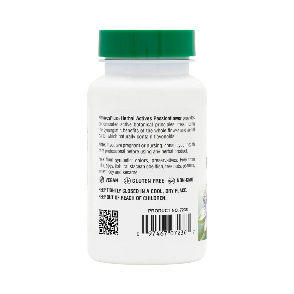 NaturesPlus, Herbal Actives, Passion Flower, 250 Mg, 60 Capsules