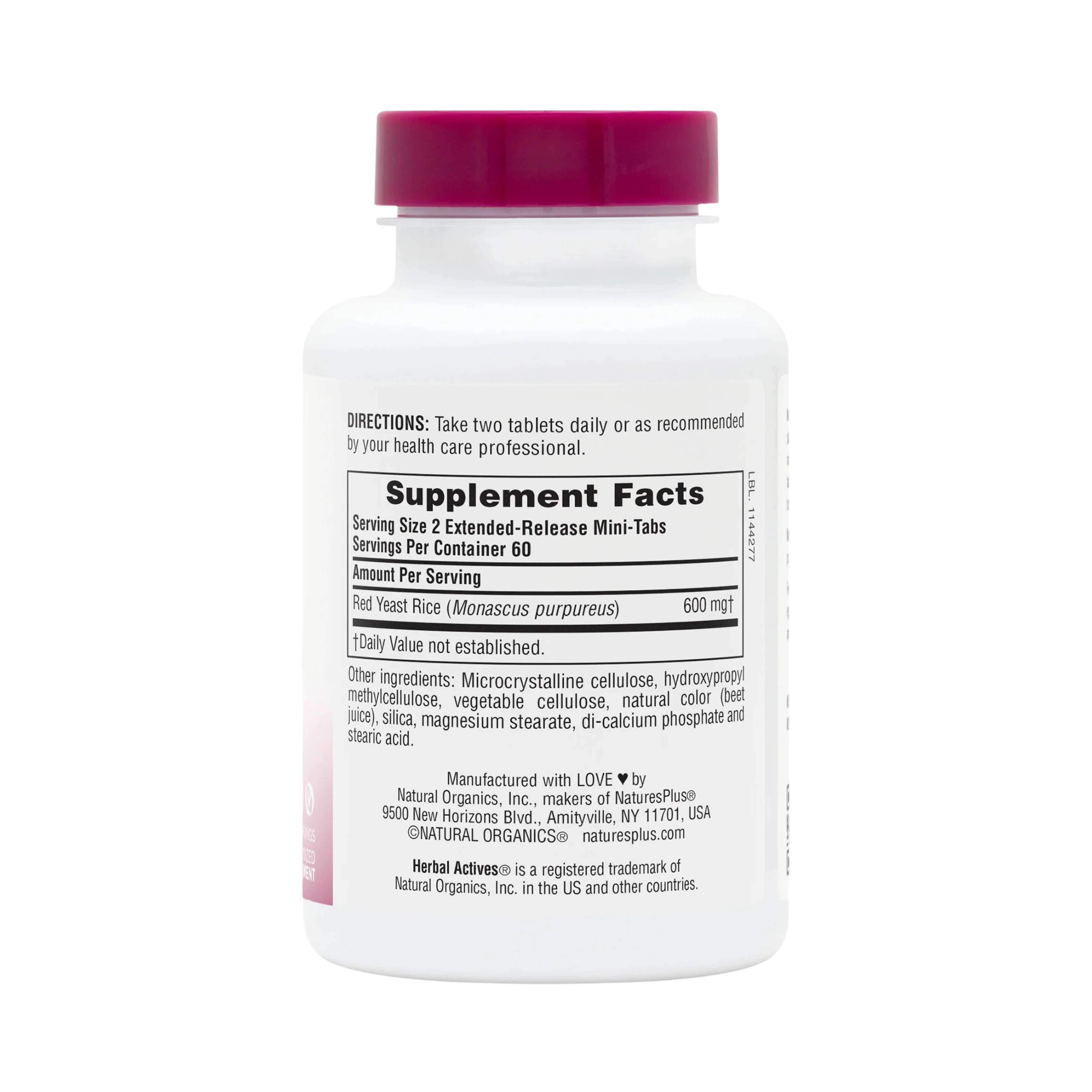 NaturesPlus, Herbal Actives, Red Yeast Rice, 120 Mini-Tablets