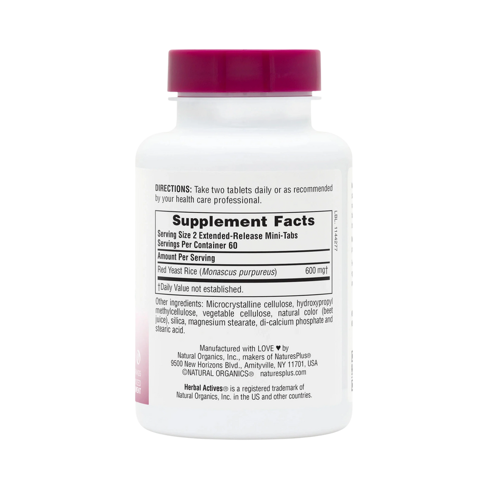 NaturesPlus, Herbal Actives, Red Yeast Rice, 120 Mini-Tablets
