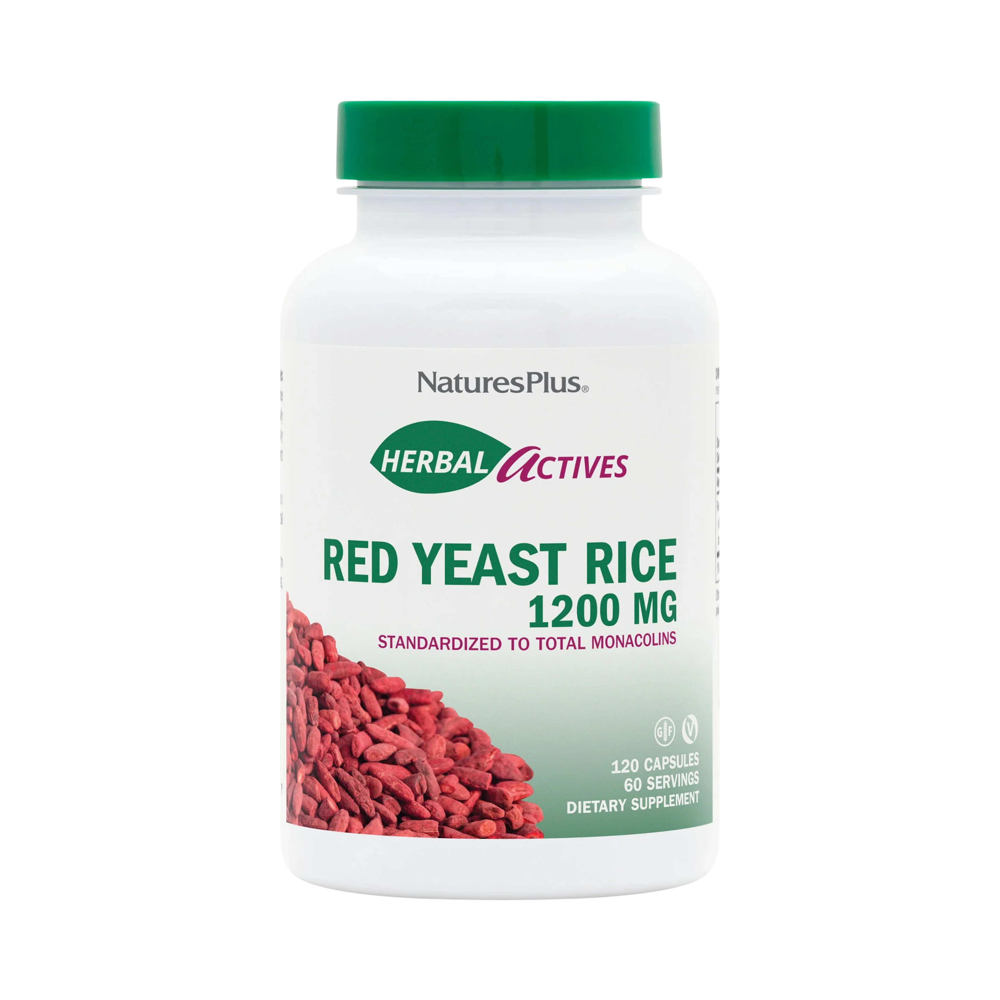 NaturesPlus, Herbal Actives Red Yeast Rice, 1200 Mg, 120 Vegan Capsules