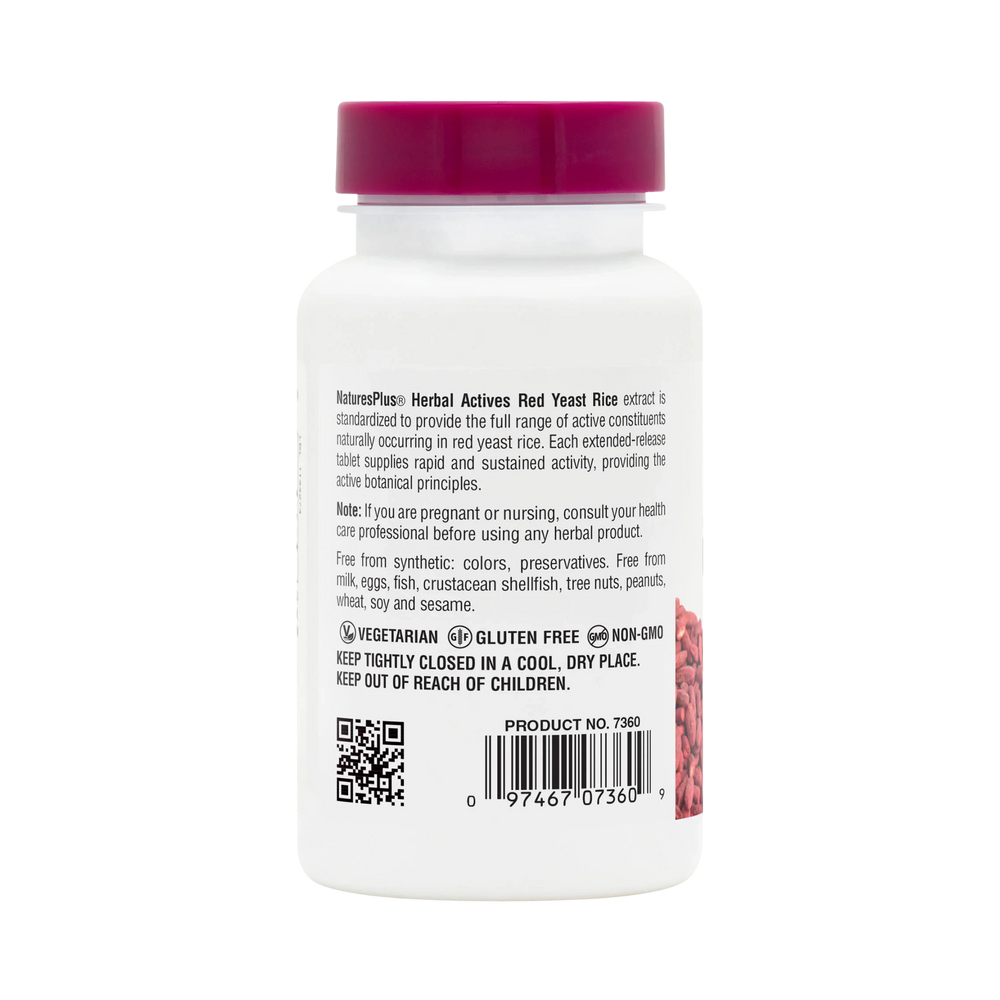 NaturesPlus, Herbal Actives, Red Yeast Rice, 600 Mg, 30 Tablets