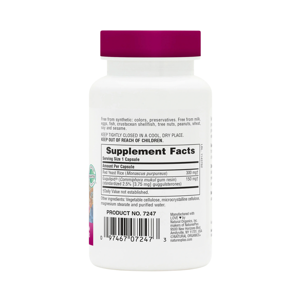NaturesPlus, Herbal Actives, Red Yeast Rice Gugulipid, 450 Mg, 60 Vegan Capsules