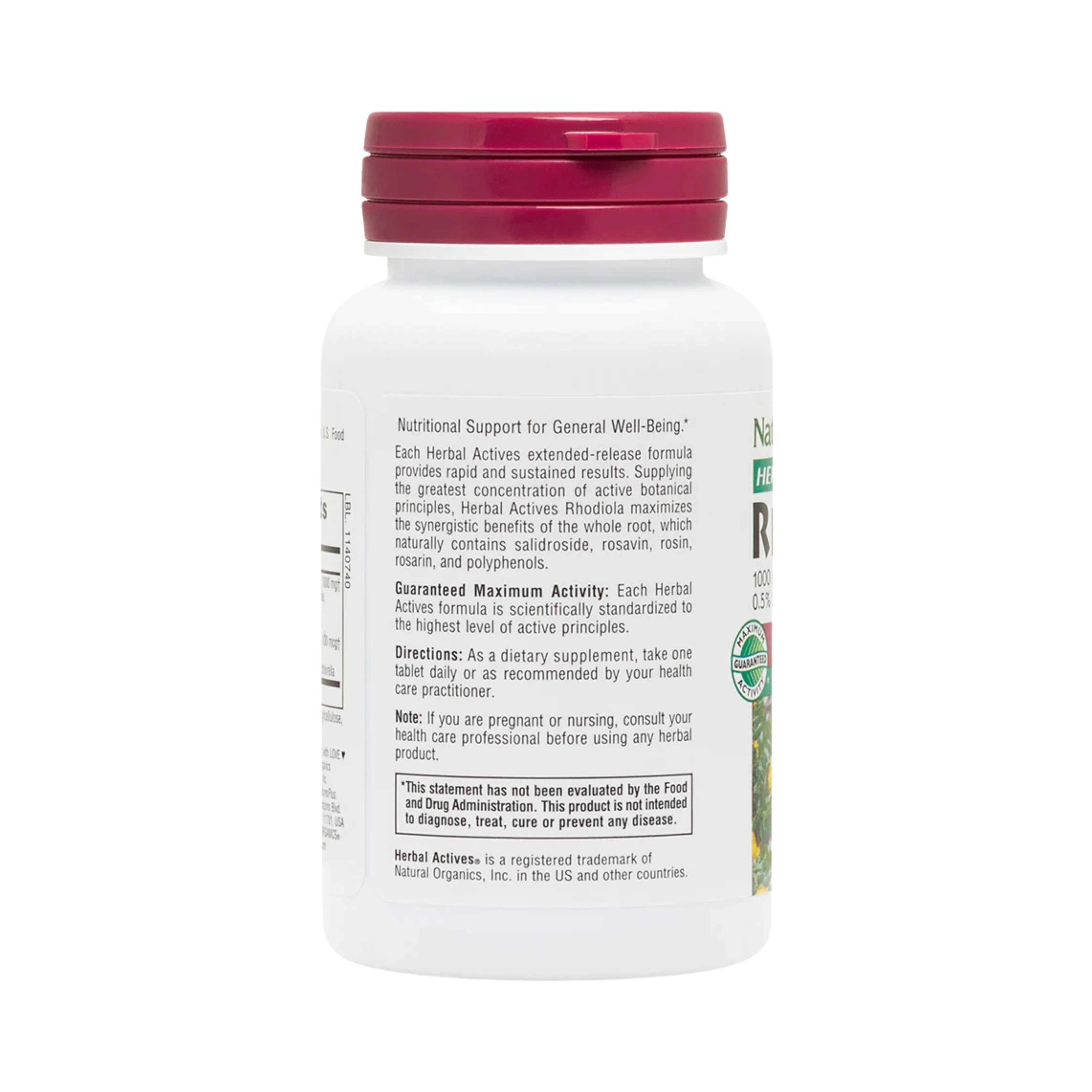 NaturesPlus, Herbal Actives, Rhodiola, Extended Release, 1,000 Mg, 30 Vegetarian Tablets