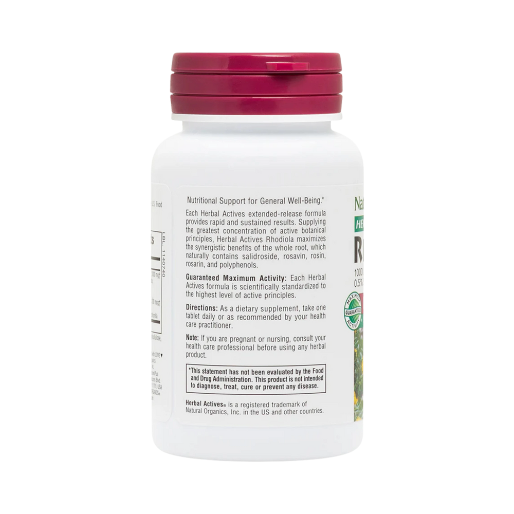 NaturesPlus, Herbal Actives, Rhodiola, Extended Release, 1,000 Mg, 30 Vegetarian Tablets