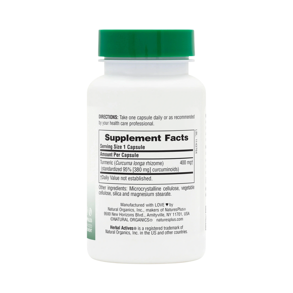NaturesPlus, Herbal Actives, Turmeric, 400 Mg, 60 Capsules
