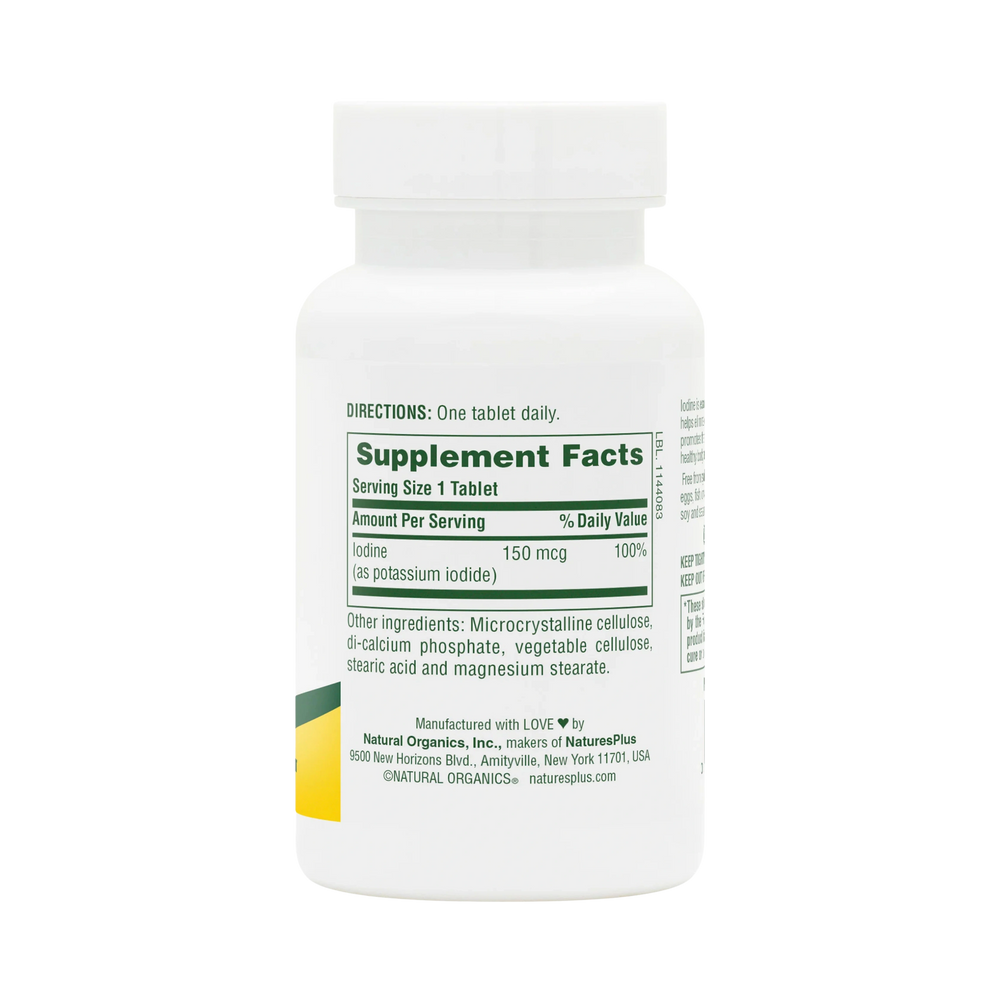 NaturesPlus, Iodine, Potassium Iodide, 150 Mcg, 100 Tablets
