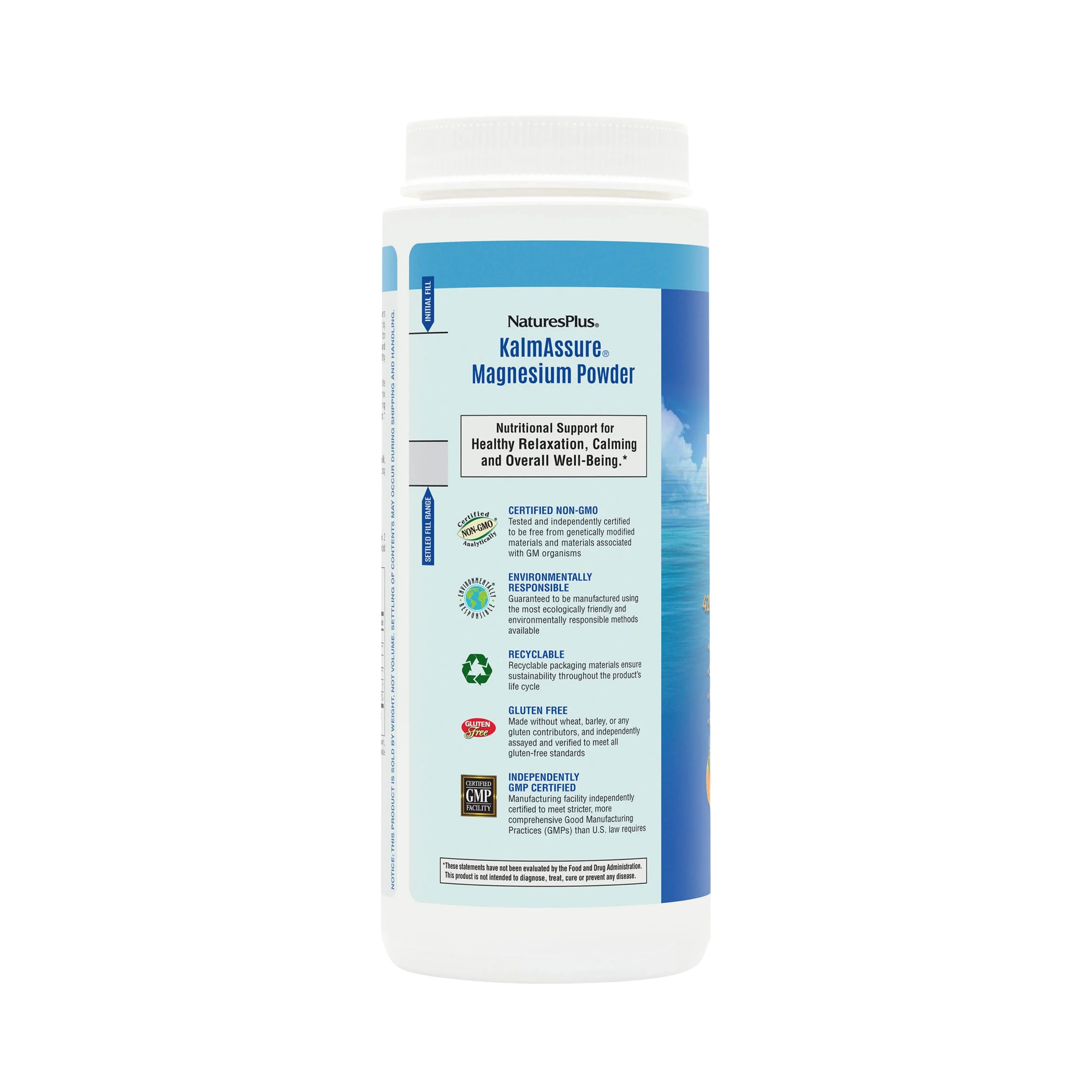NaturesPlus, KalmAssure, Magnesium Powder, Refreshing Natural Orange, 1.15 lLbs