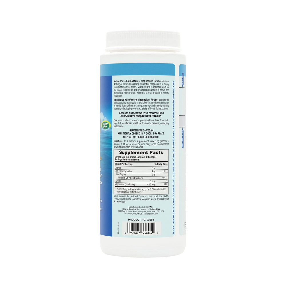 NaturesPlus, KalmAssure, Magnesium Powder, Refreshing Natural Orange, 1.15 lLbs