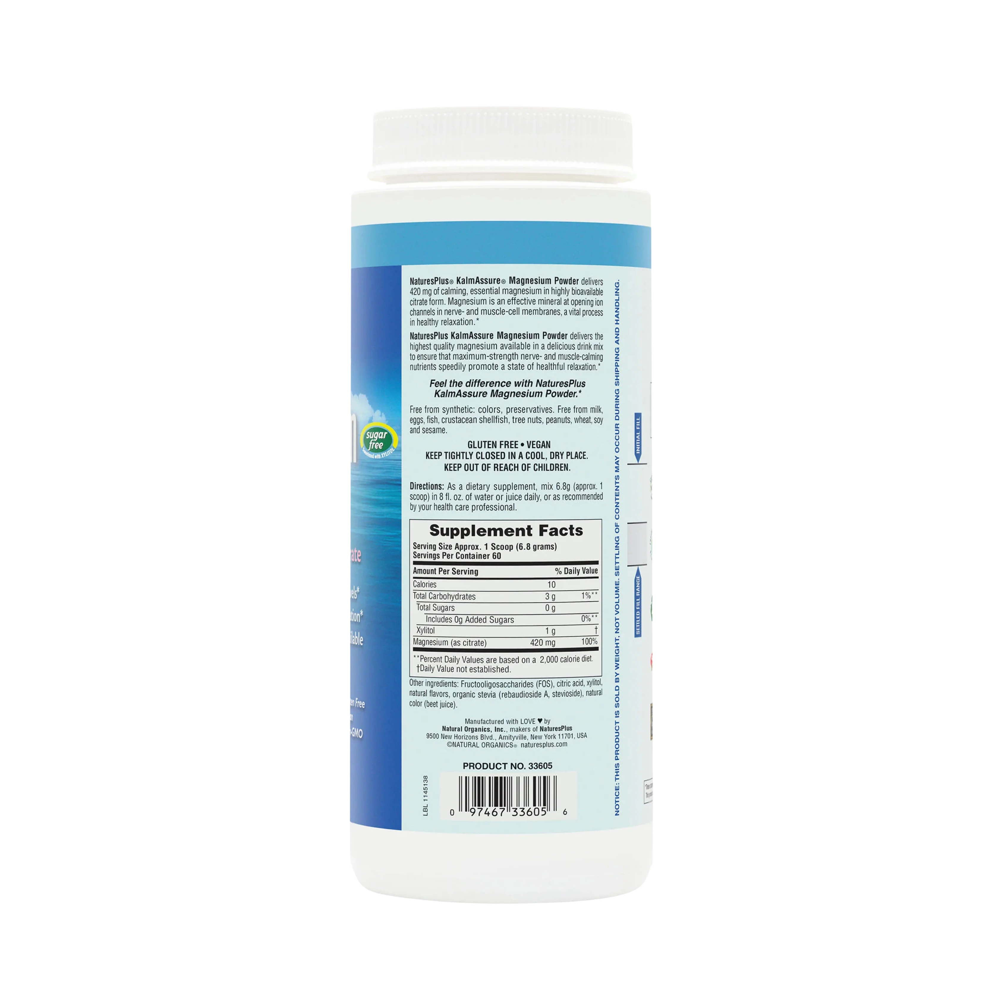 NaturesPlus, Kalmassure Magnesium Powder, Refreshing Pink Lemonade, 0.9 Lb