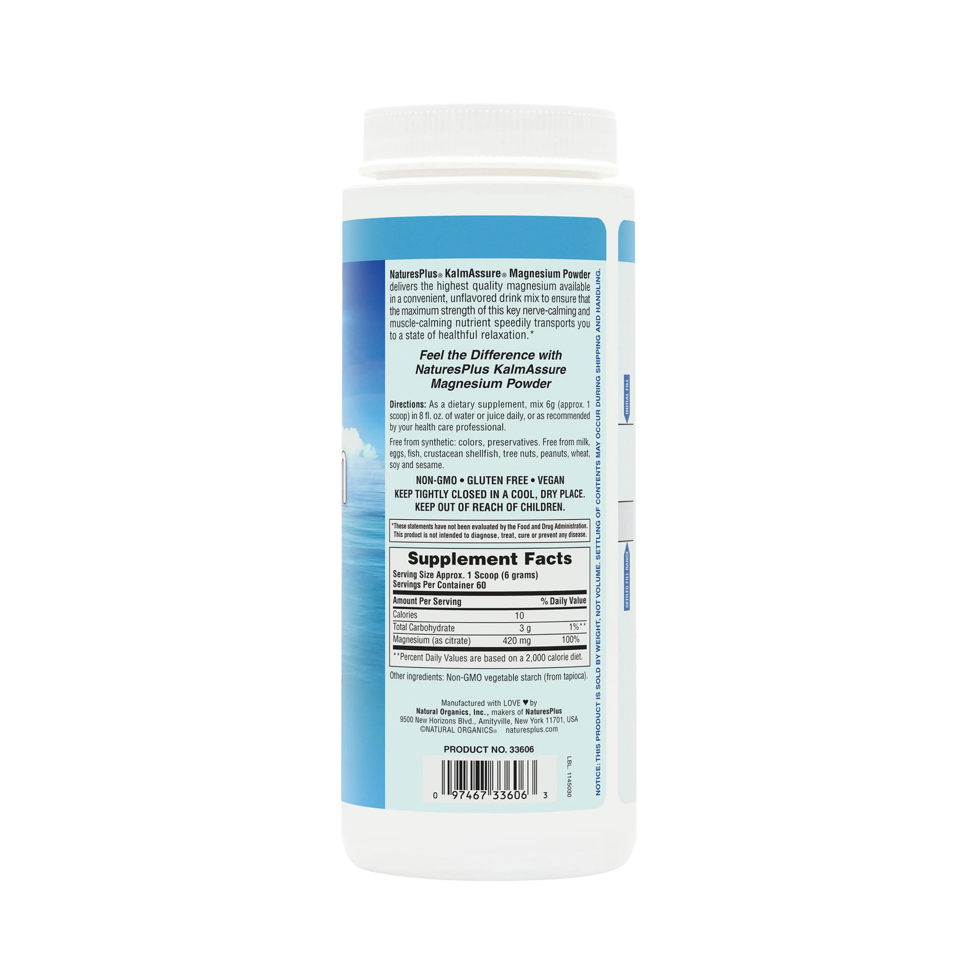 NaturesPlus, KalmAssure Magnesium Powder, Unflavored, 0.8 Lb