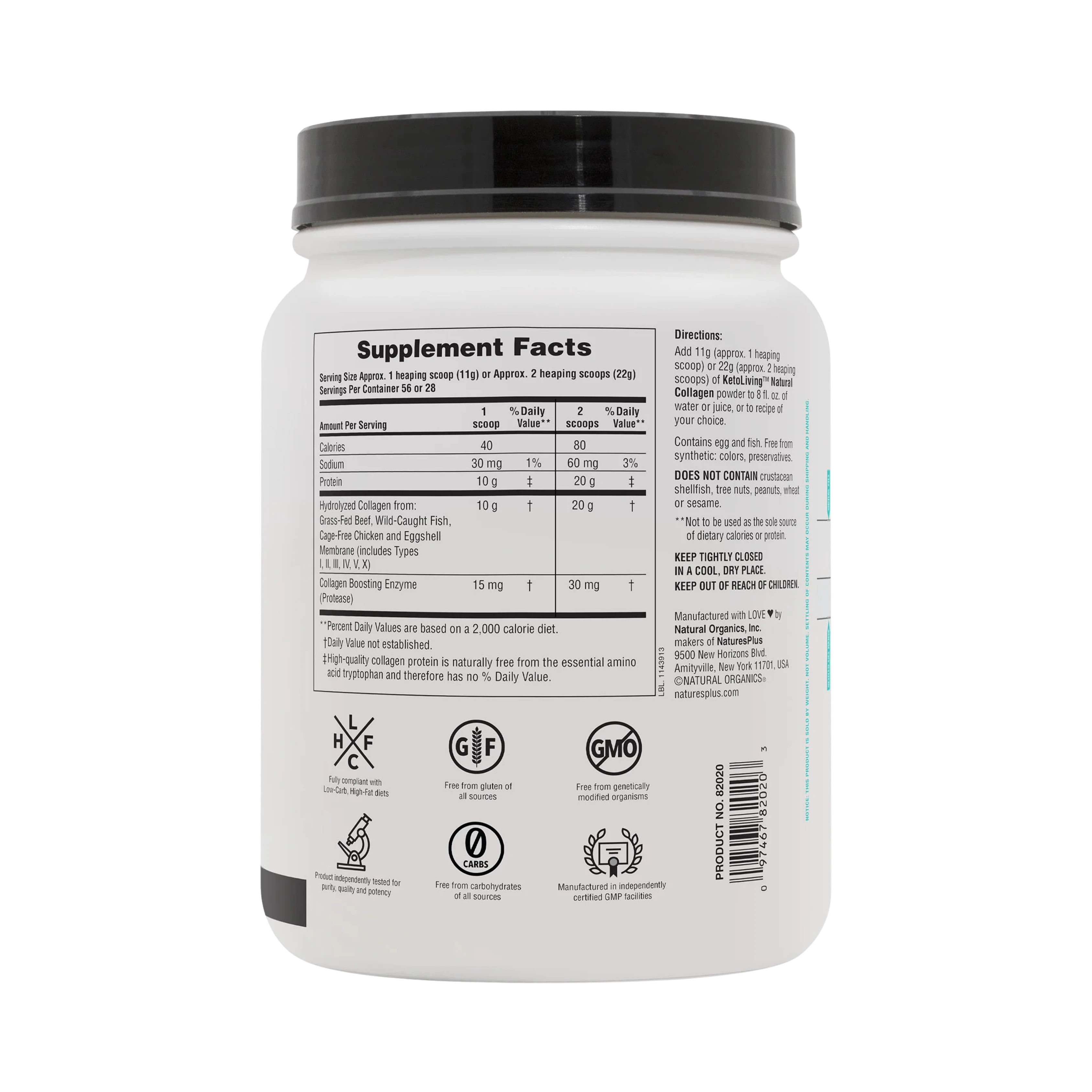 NaturesPlus, KetoLiving, Natural Collagen, 1.36 Lbs