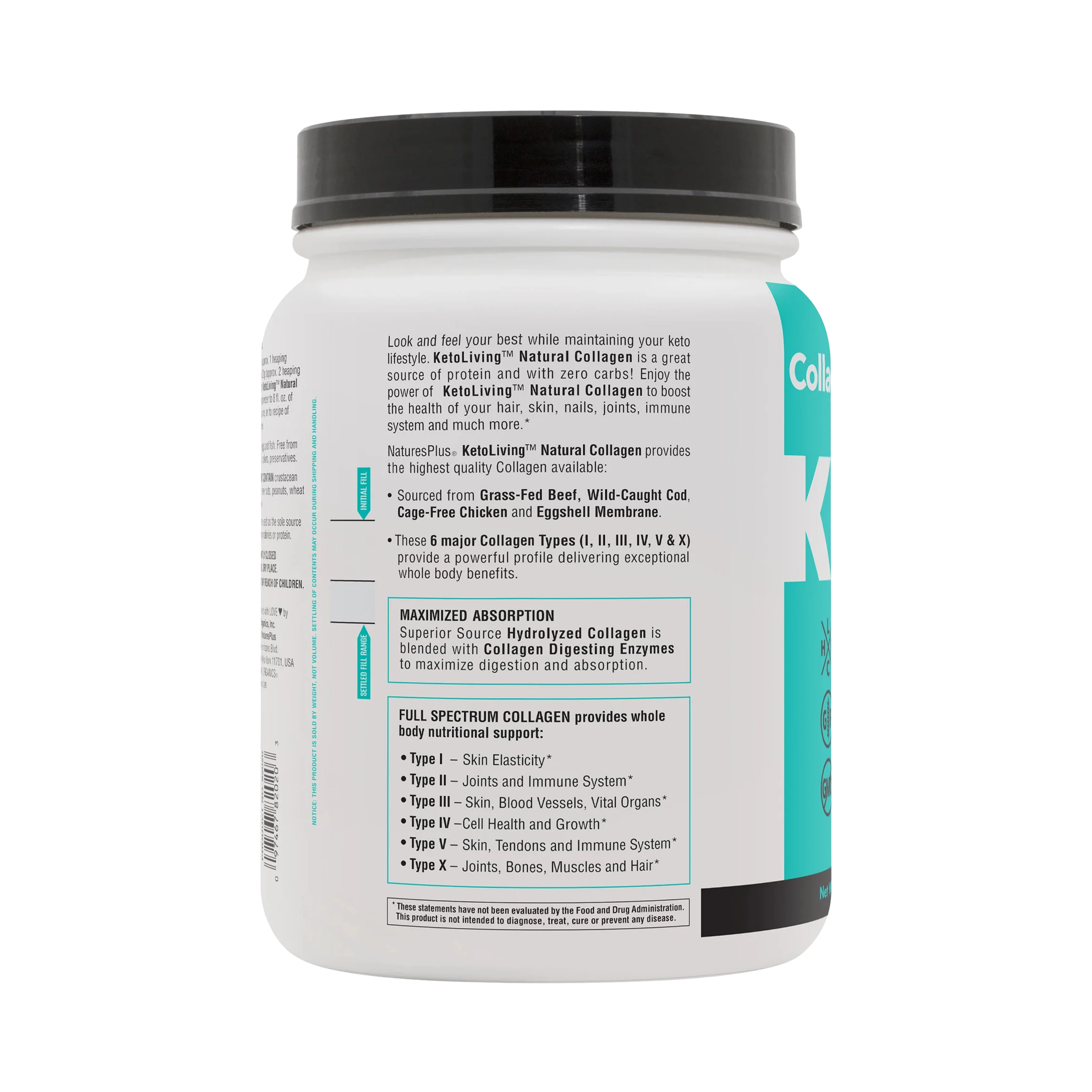 NaturesPlus, KetoLiving, Natural Collagen, 1.36 Lbs