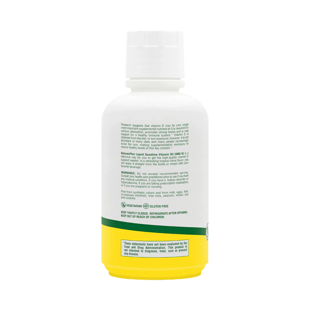 NaturesPlus, Liquid Sunshine, Vitamin D3, Tropical Citrus, 125 Mcg (5000 IU), 16 Fl Oz