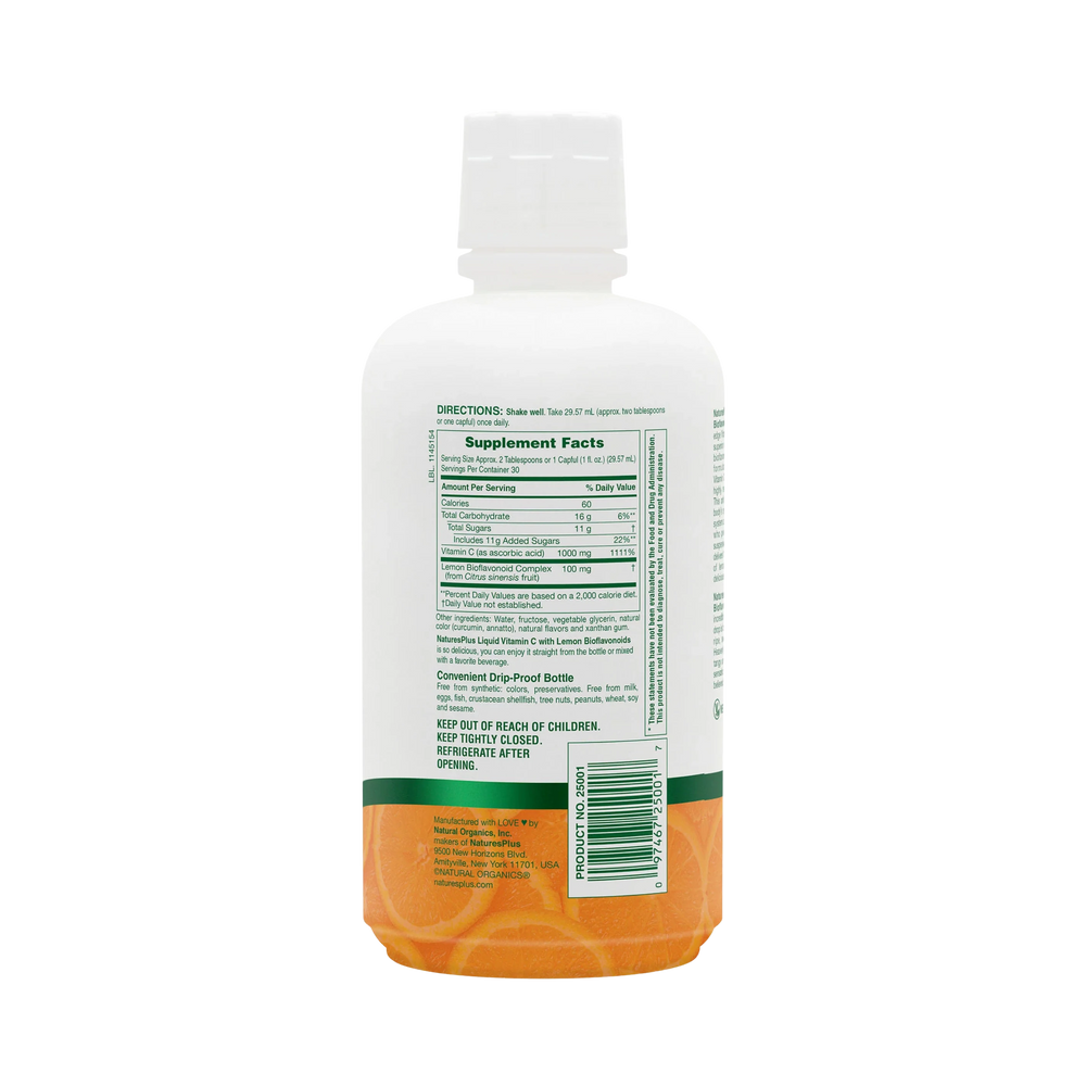 NaturesPlus, Liquid Vitamin C, Natural Orange, 1,000 Mg, 30 Fl Oz