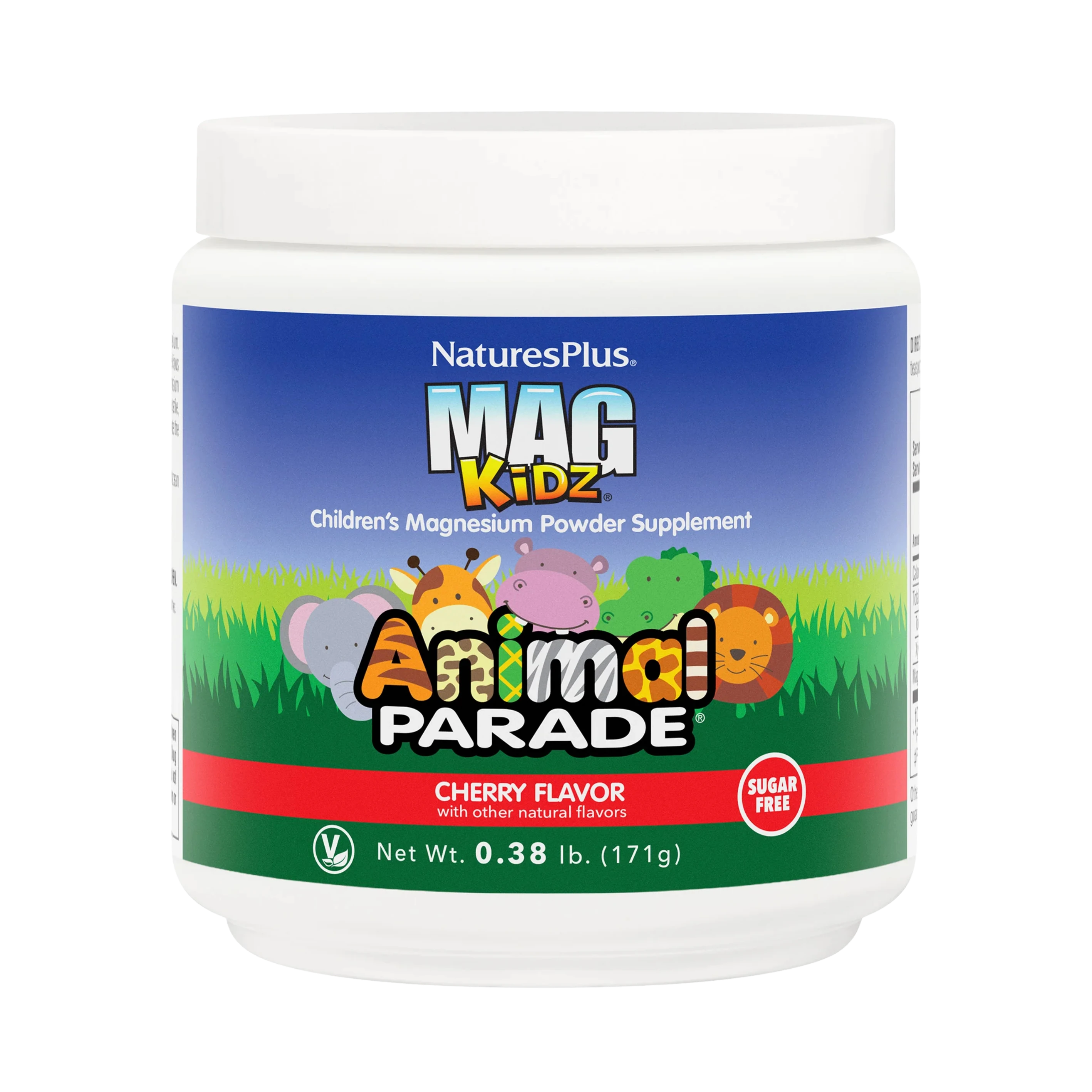 NaturesPlus, Mag Kidz, Animal Parade, Children's Magnesium Powder Supplement, Cherry, 0.38 Lb