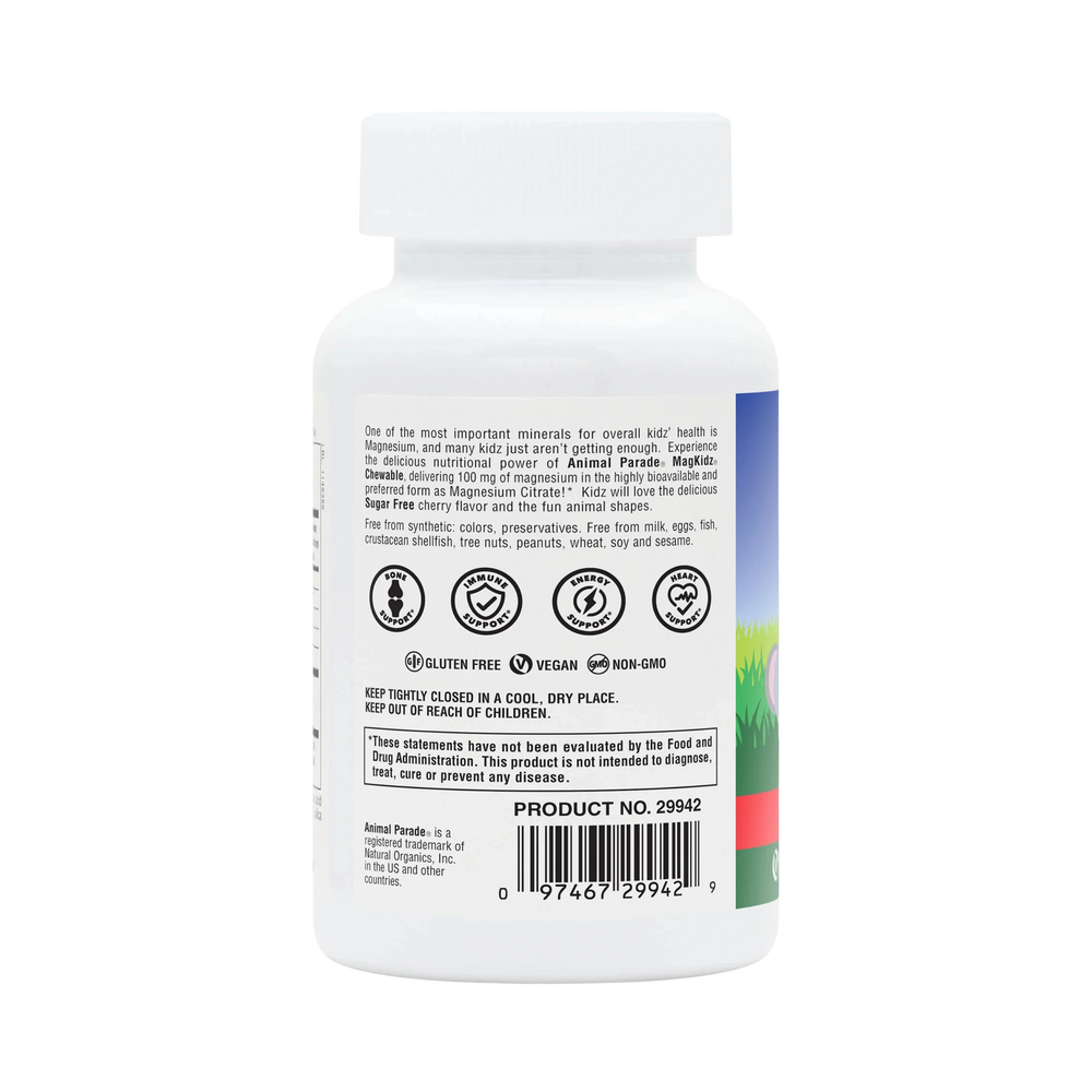 NaturesPlus, MagKidz, Animal Parade, Children's Chewable Magnesium, Cherry, 90 Animal-Shaped Tablets