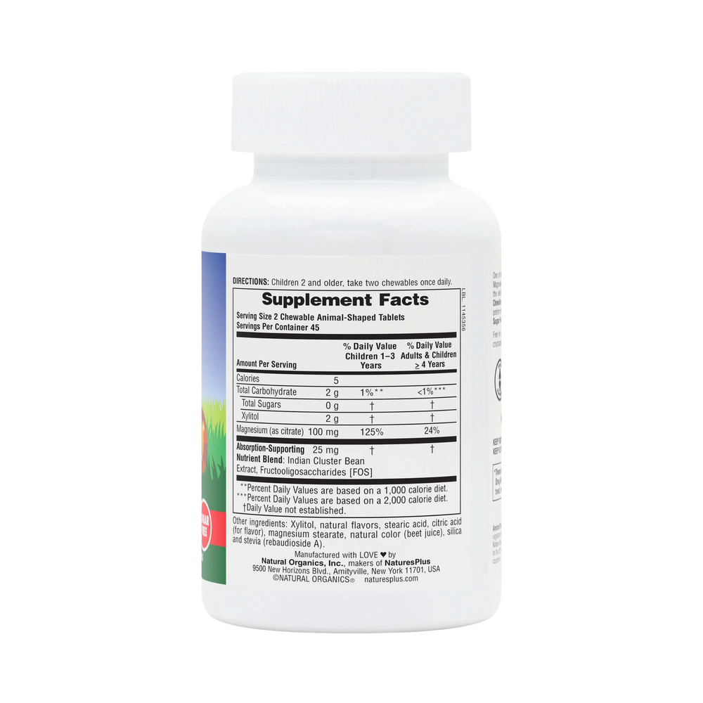 NaturesPlus, MagKidz, Animal Parade, Children's Chewable Magnesium, Cherry, 90 Animal-Shaped Tablets