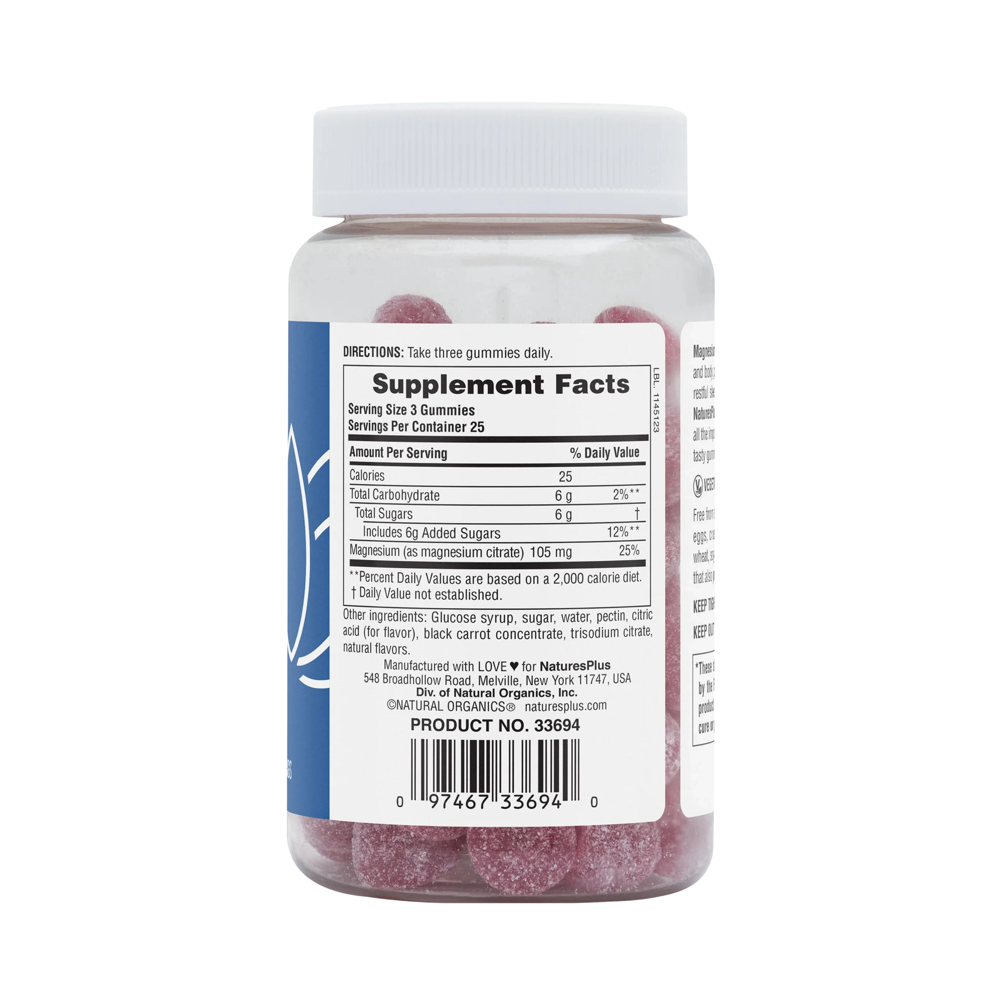 NaturesPlus, Magnesium Citrate, Raspberry, 75 Gummies