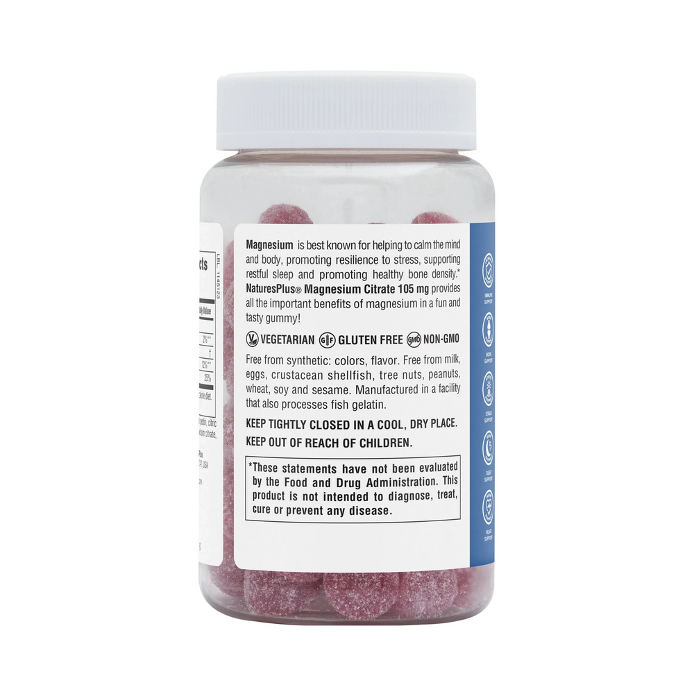 NaturesPlus, Magnesium Citrate, Raspberry, 75 Gummies