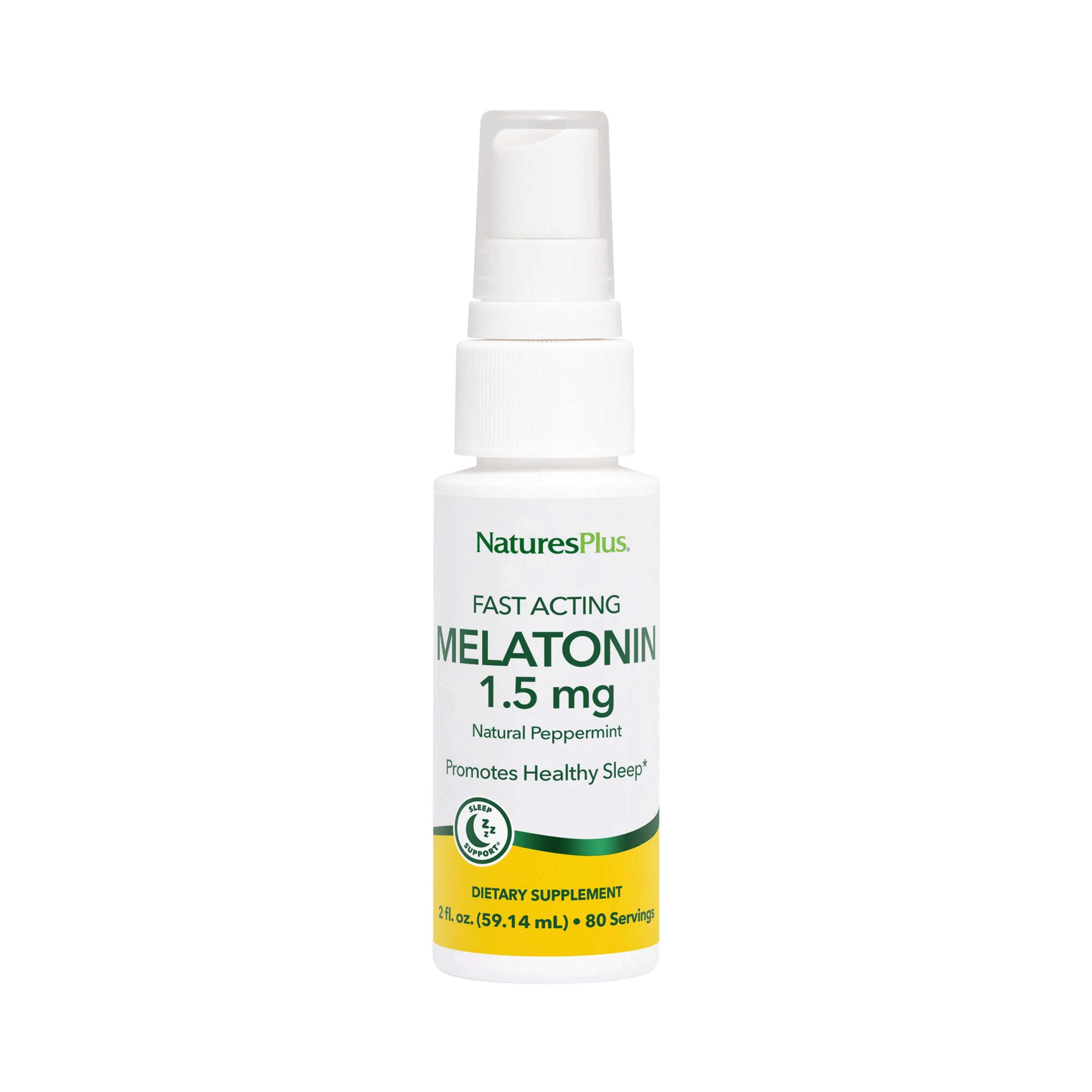 NaturesPlus, Melatonin, Fast Acting, Natural Peppermint, 1.5 Mg, 2 Fl Oz