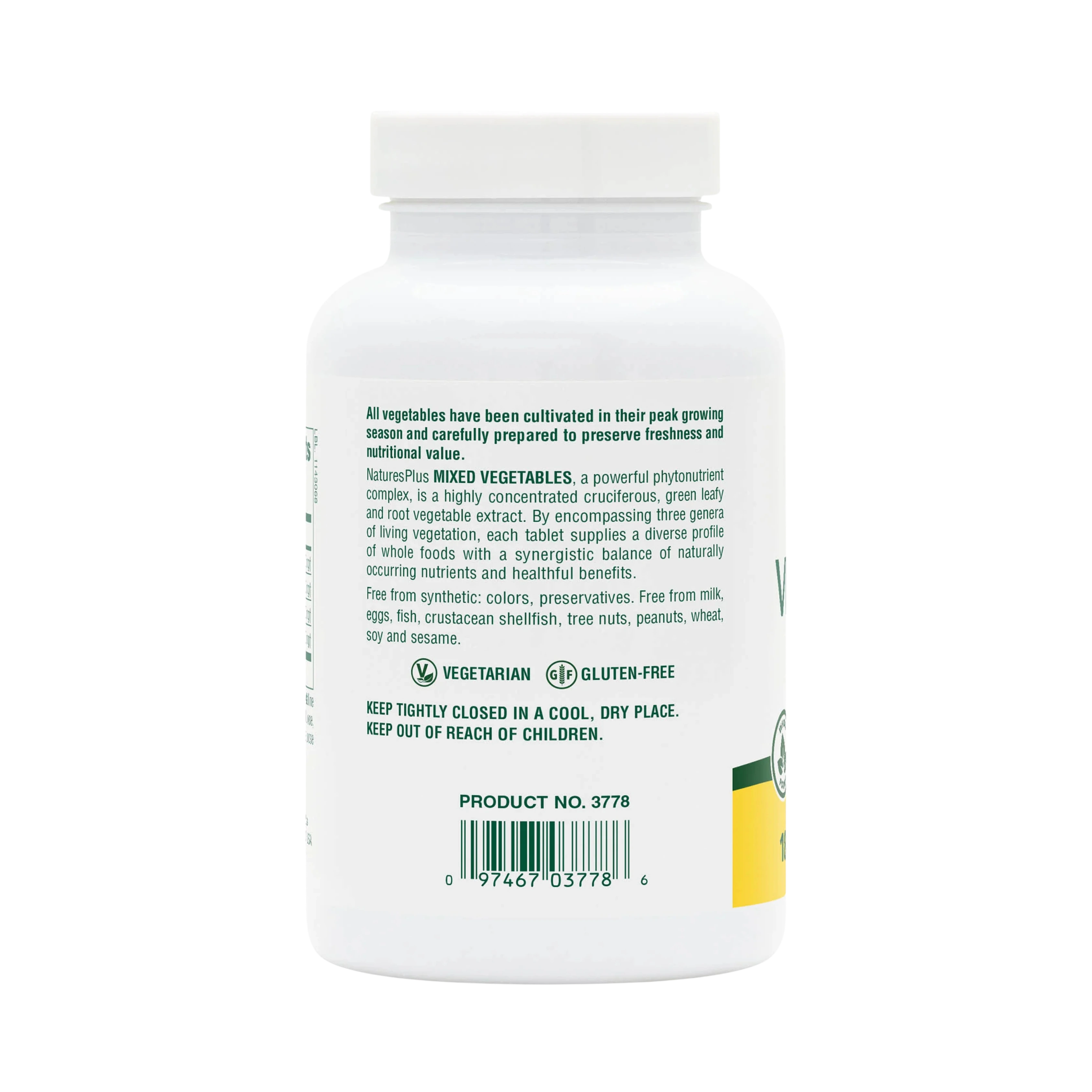 NaturesPlus, Mixed Vegetables, Phytonutrient Complex, 180 Tablets