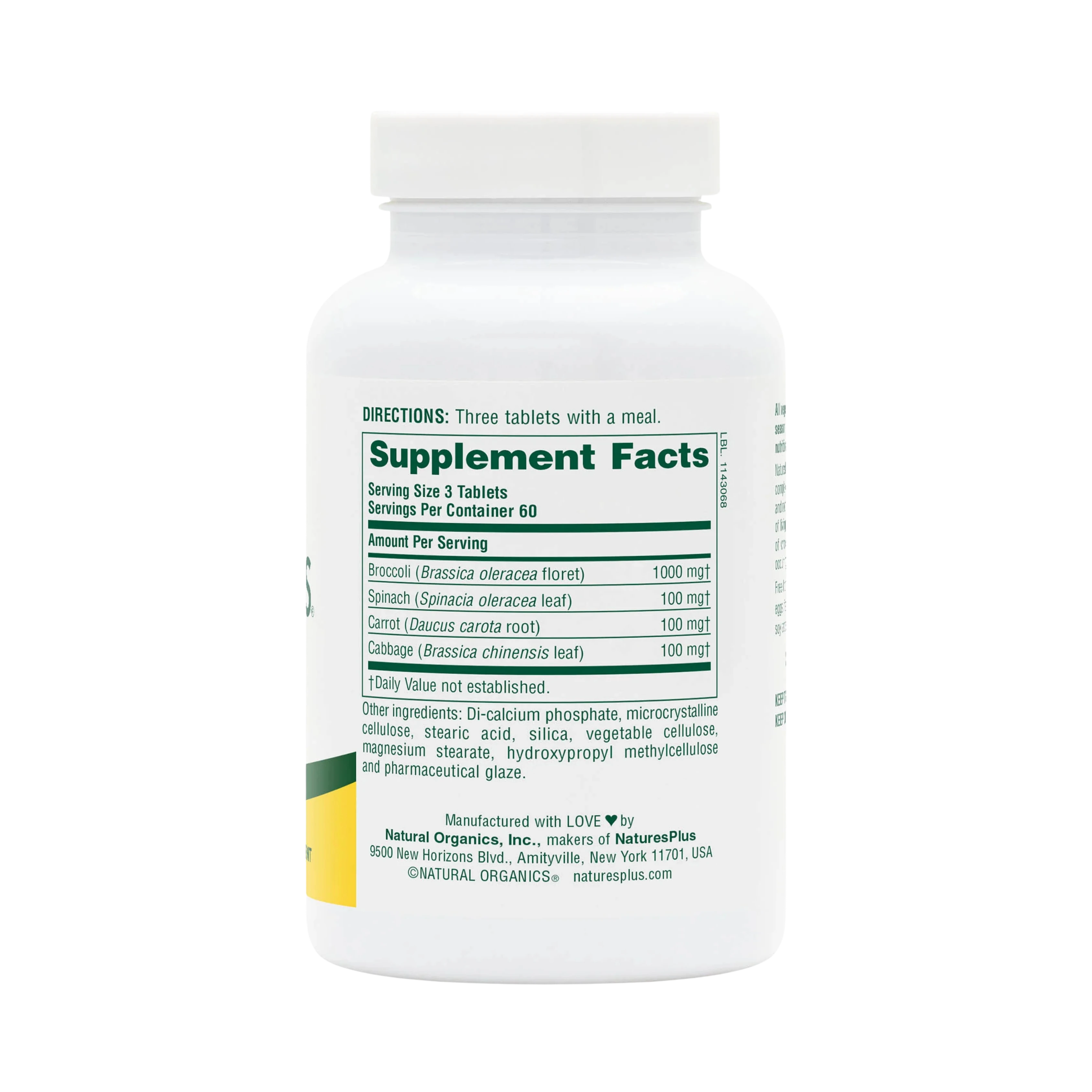 NaturesPlus, Mixed Vegetables, Phytonutrient Complex, 180 Tablets