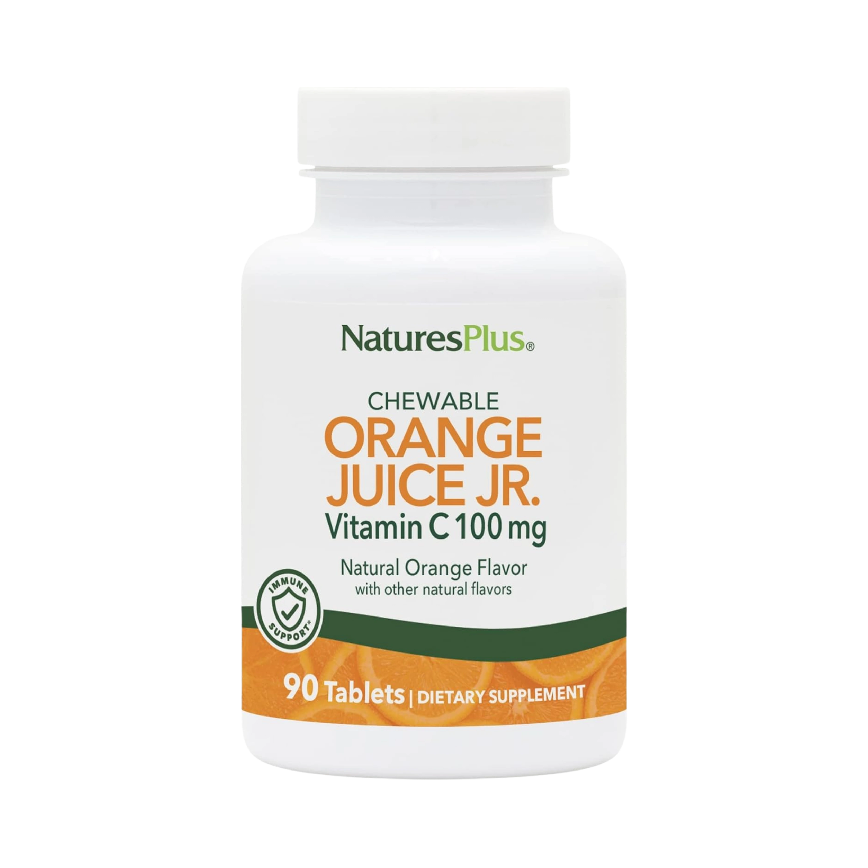 NaturesPlus, Orange Juice Jr Chewable Vitamin C, Natural Orange, 100 Mg, 90 Tablets