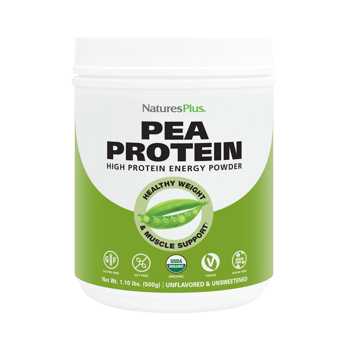NaturesPlus, Organic Pea Protein Powder, Unflavored, 1.10 Lbs