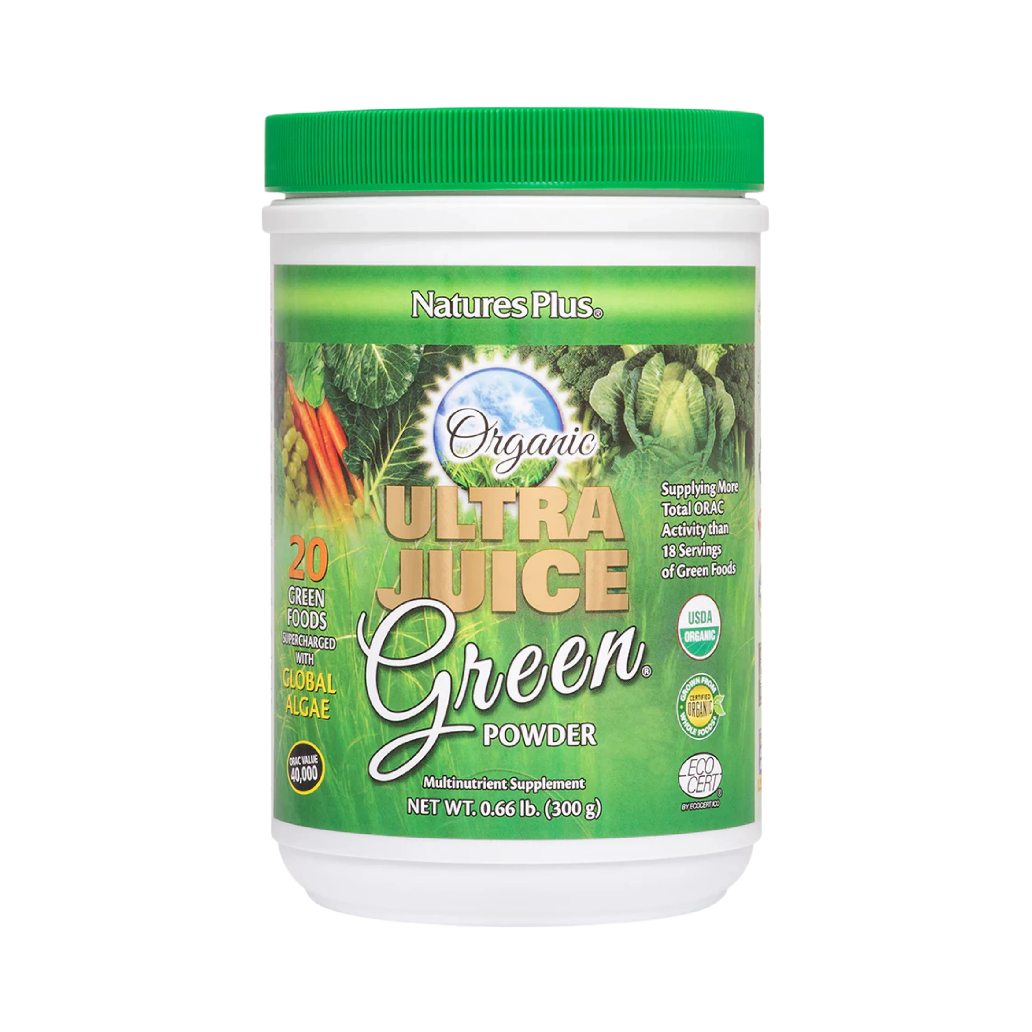 NaturesPlus, Organic Ultra Juice Green Powder, 0.66 Lb