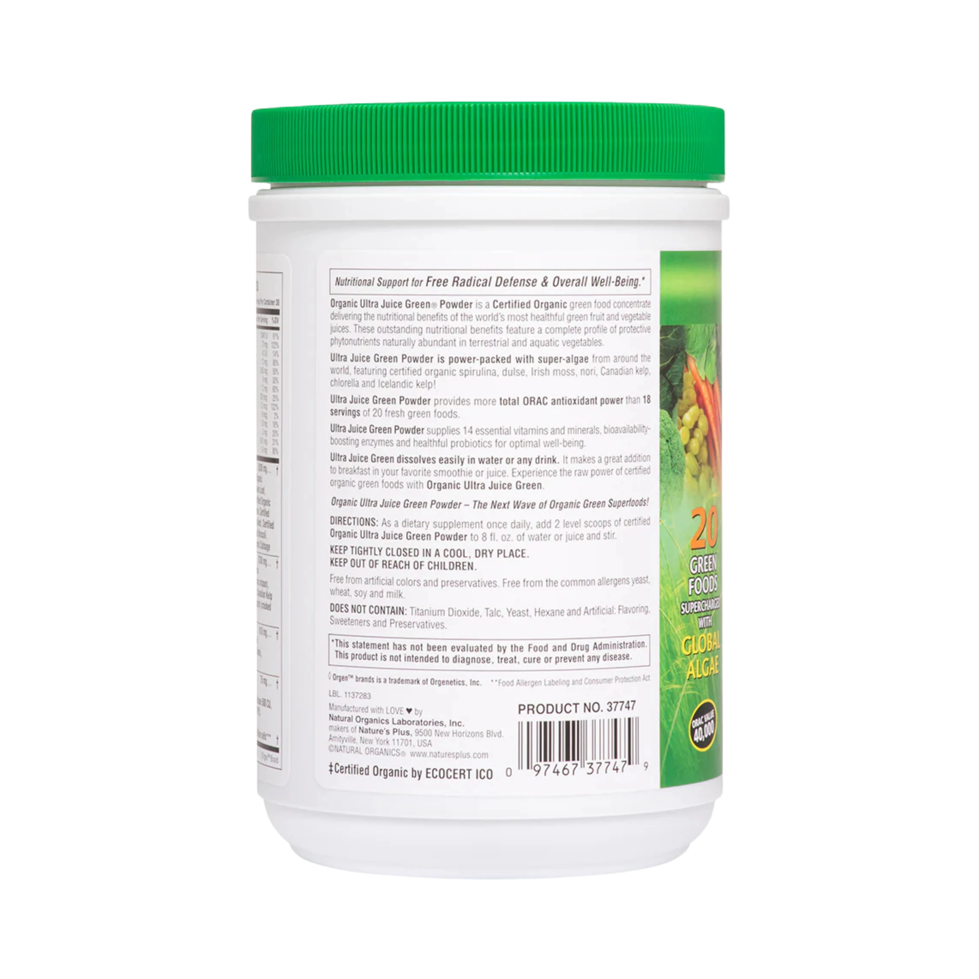 NaturesPlus, Organic Ultra Juice Green Powder, 0.66 Lb