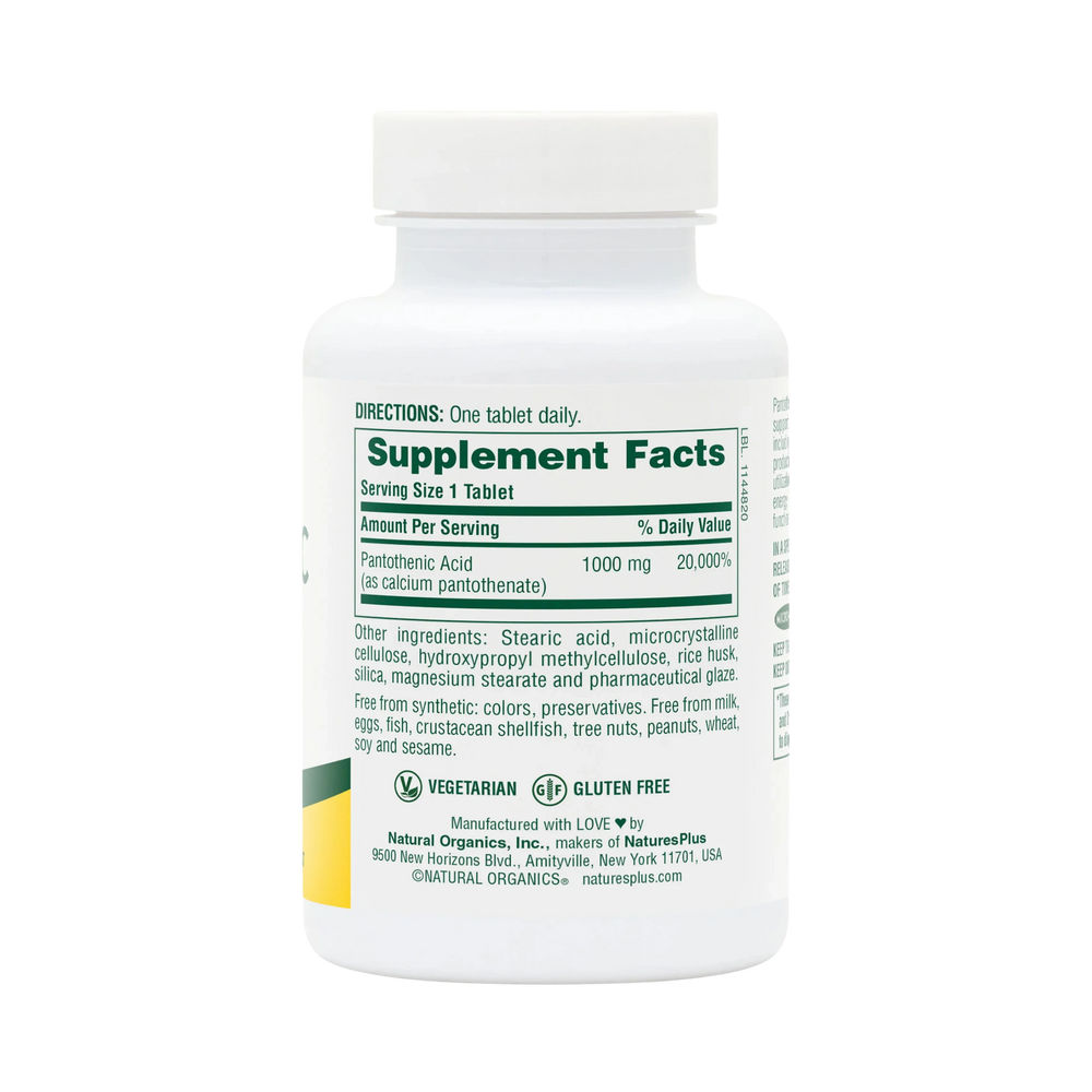 NaturesPlus, Pantothenic Acid, 1,000 Mg, 60 Tablets