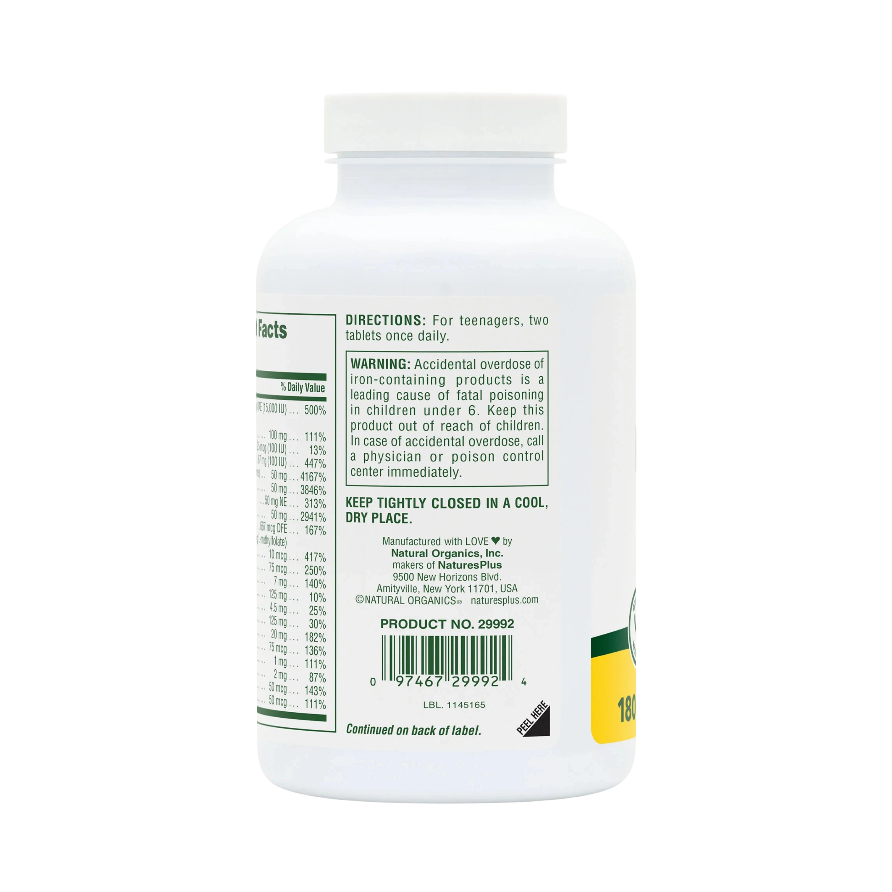 NaturesPlus, Power Teen, 180 Tablets