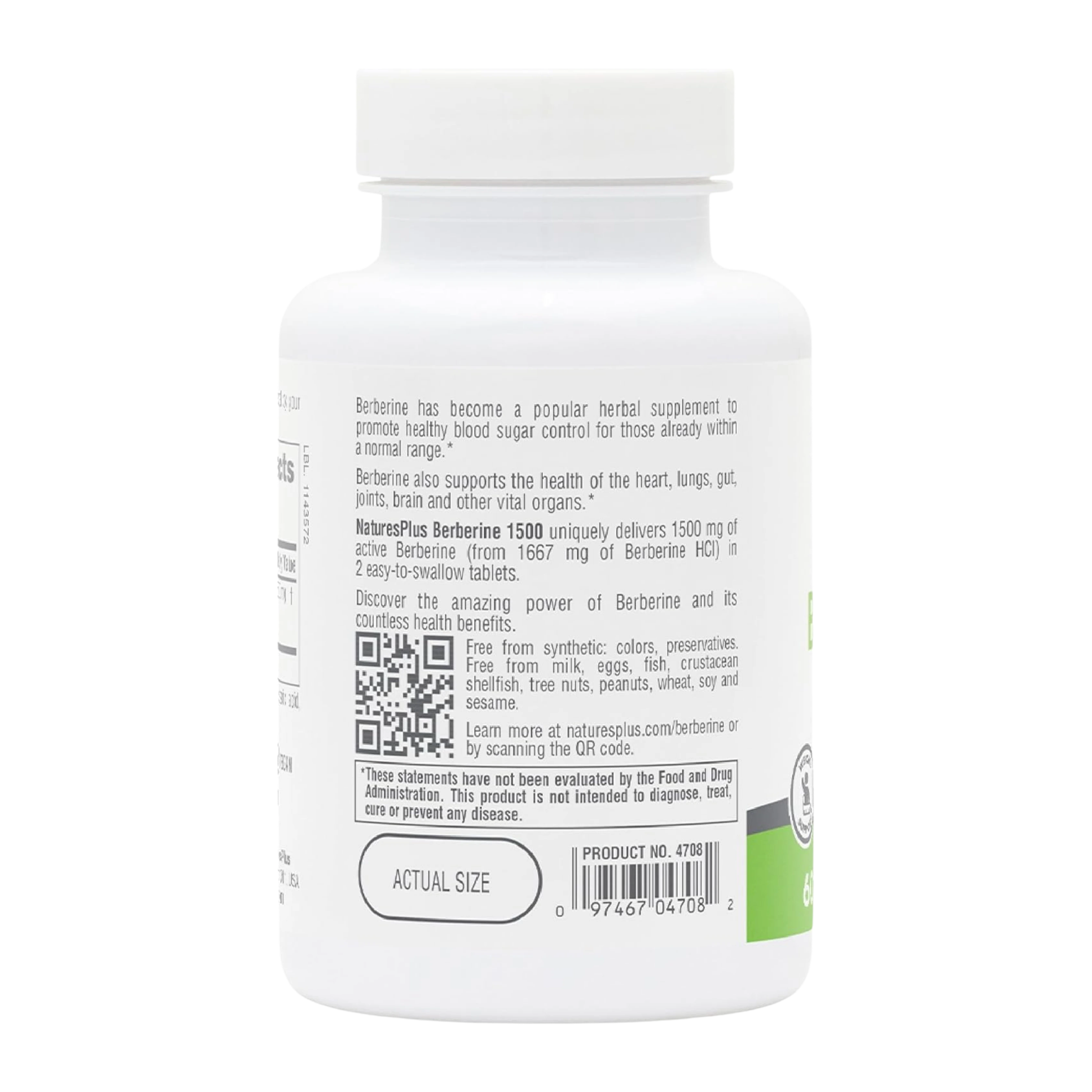 NaturesPlus, PRO Berberine, 1500 Mg, 60 Tablets