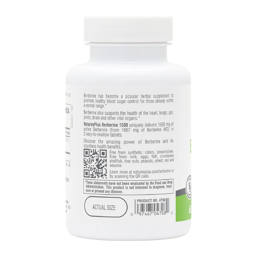 NaturesPlus, PRO Berberine, 1500 Mg, 60 Tablets
