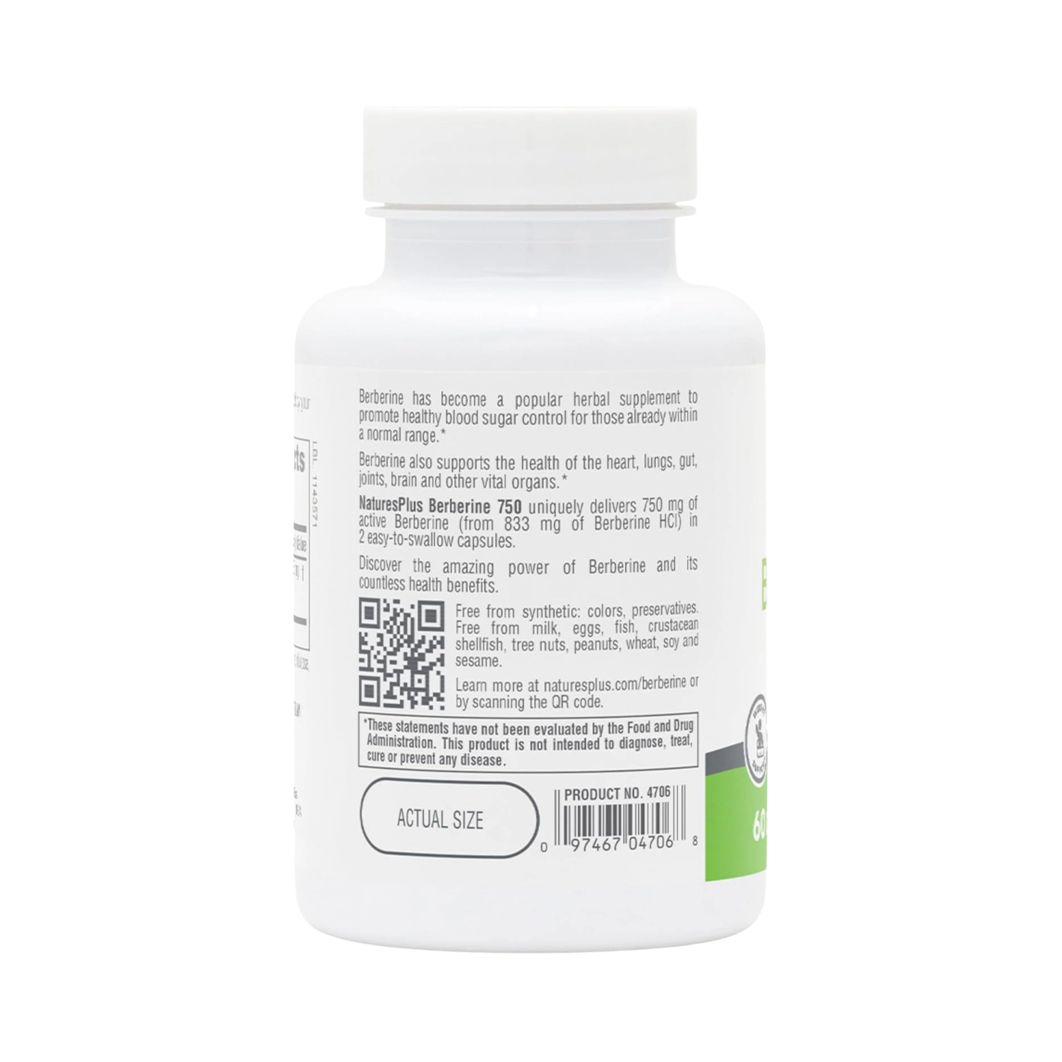 NaturesPlus, PRO Berberine, 750 Mg, 60 Capsules
