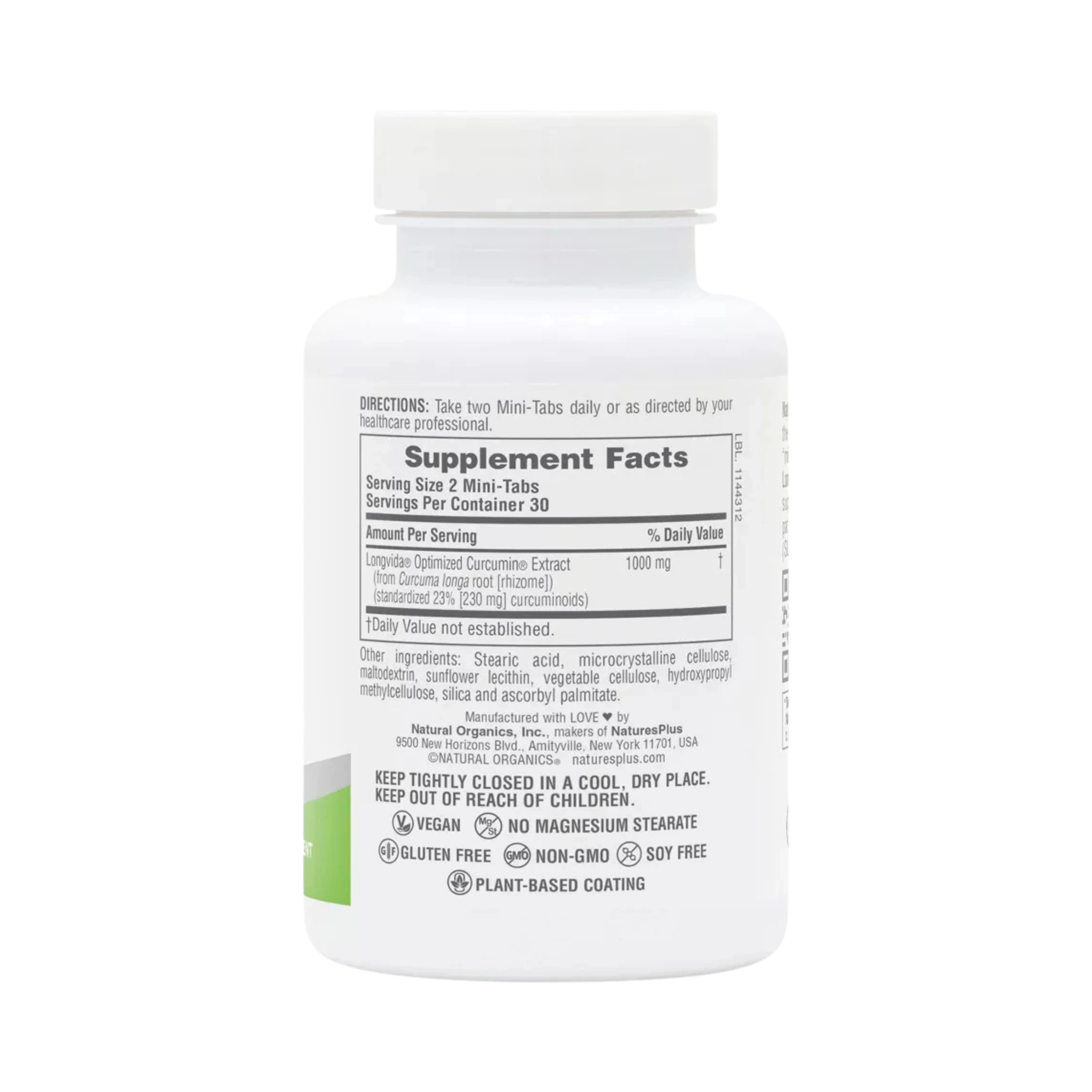 NaturesPlus, Pro Longvida, Curcumin 1000, 60 Mini-Tablets