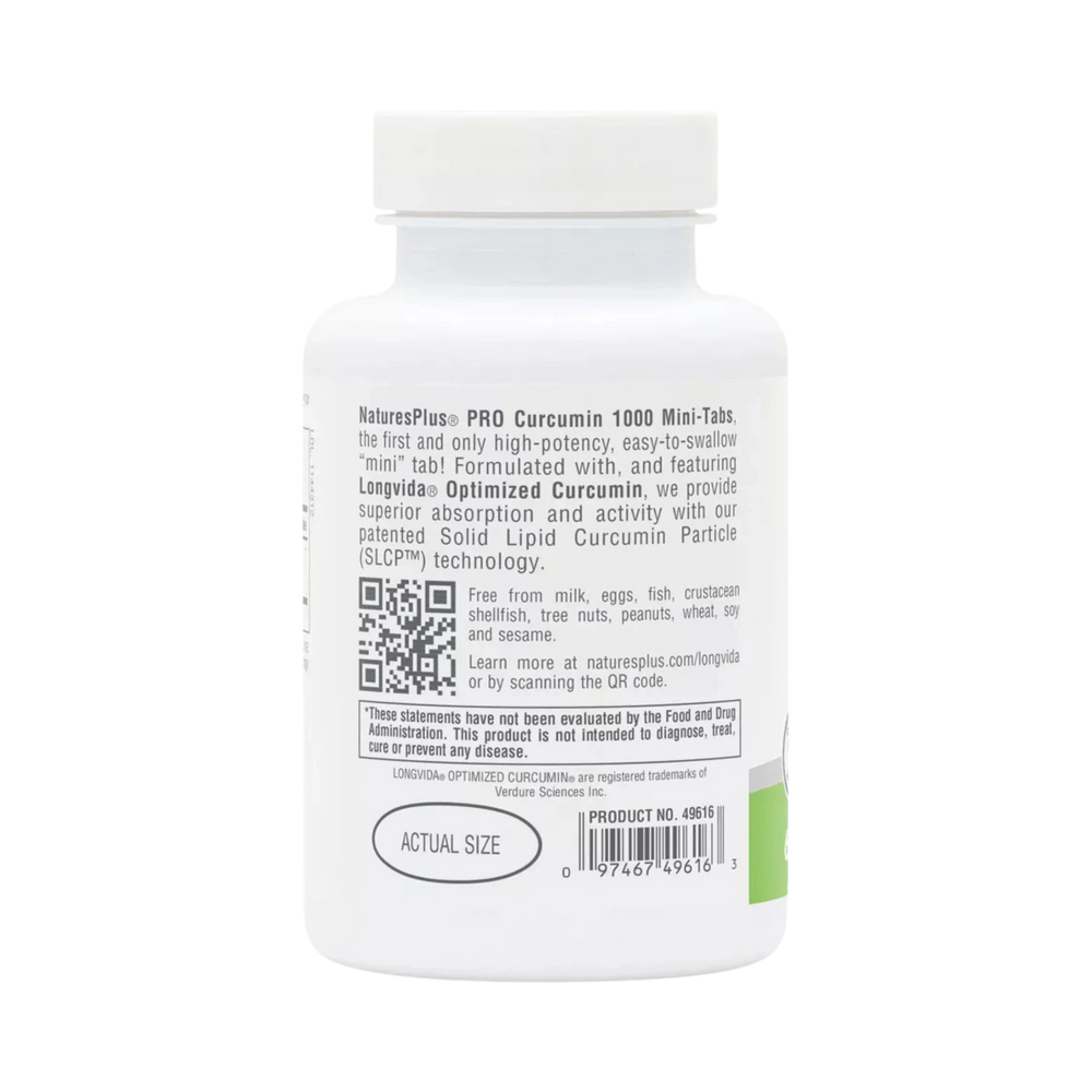 NaturesPlus, Pro Longvida, Curcumin 1000, 60 Mini-Tablets