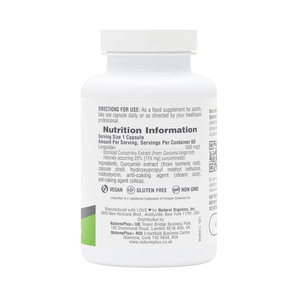 NaturesPlus, Pro Longvida, Curcumin, 500 Mg, 60 Capsules
